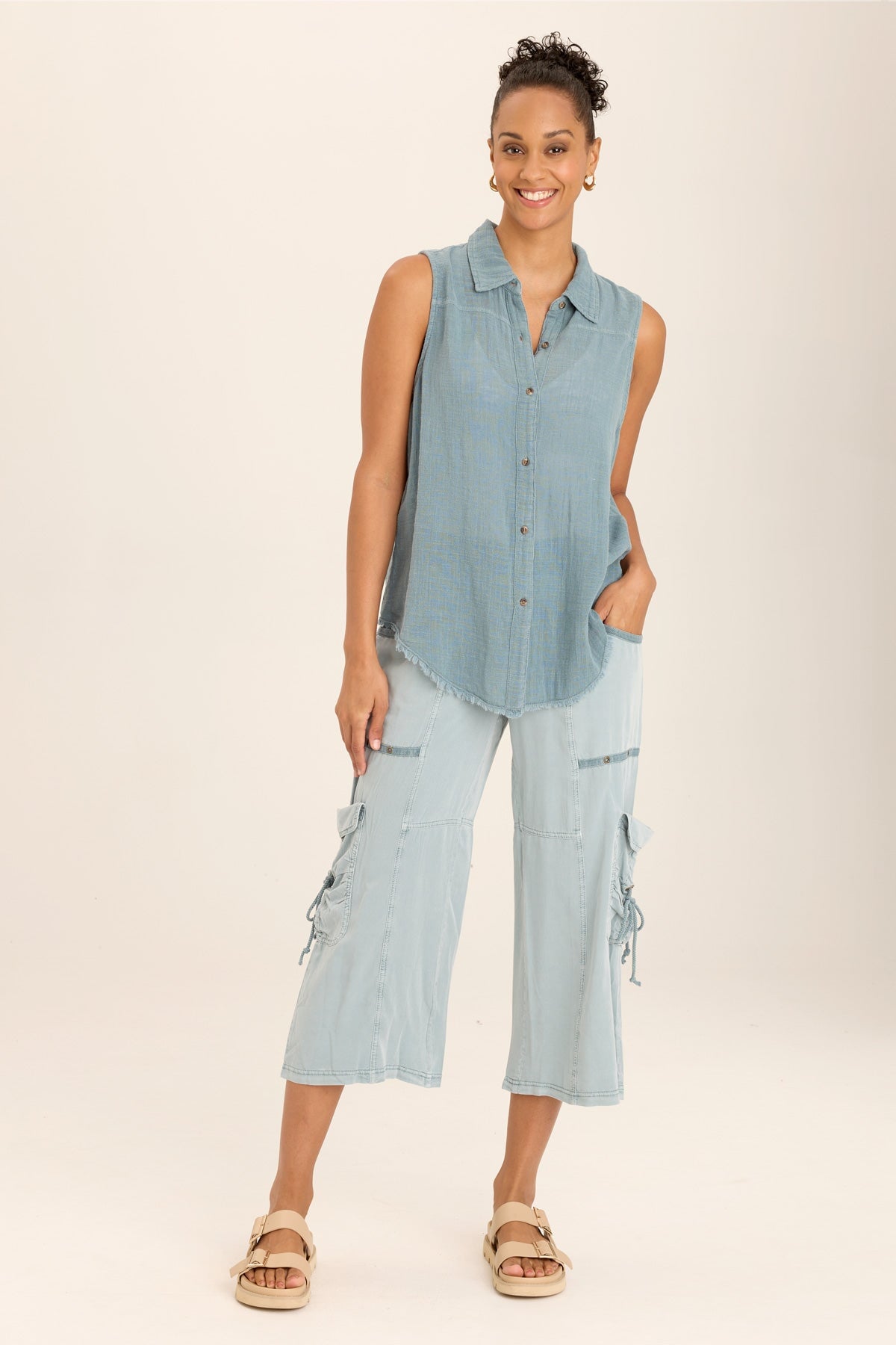 Otto Gauze Button-Up Top