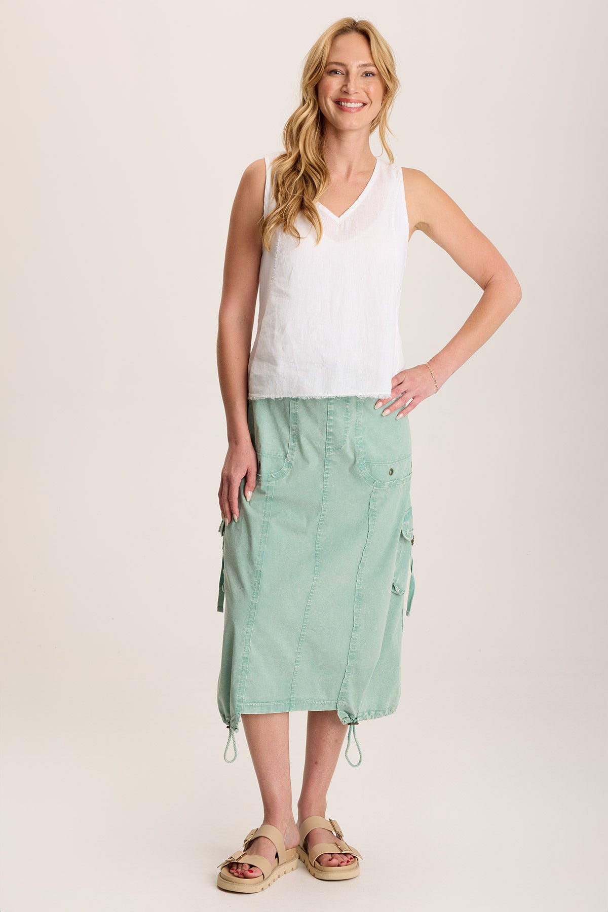 Castalina Poplin Cargo Midi Skirt