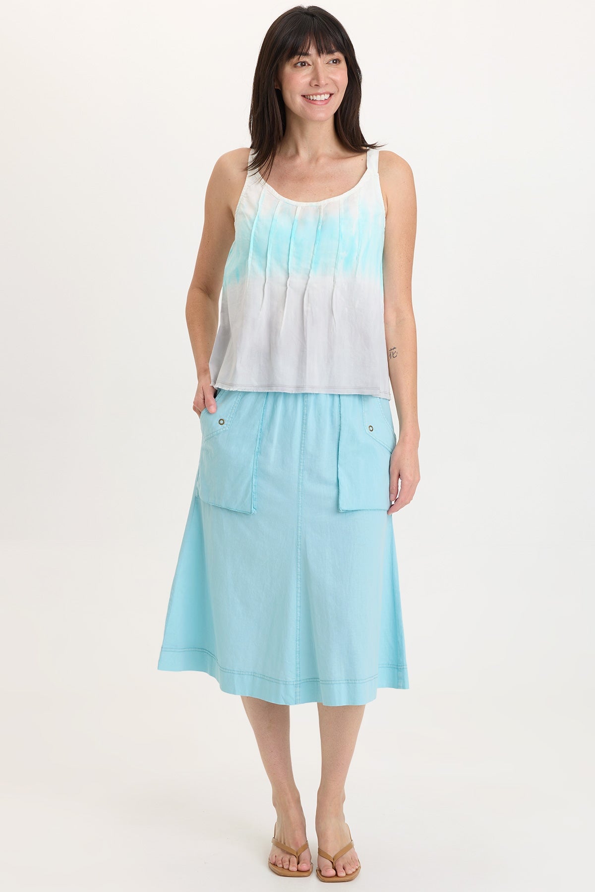 Shawnie Linen Billowy Pintuck Tank