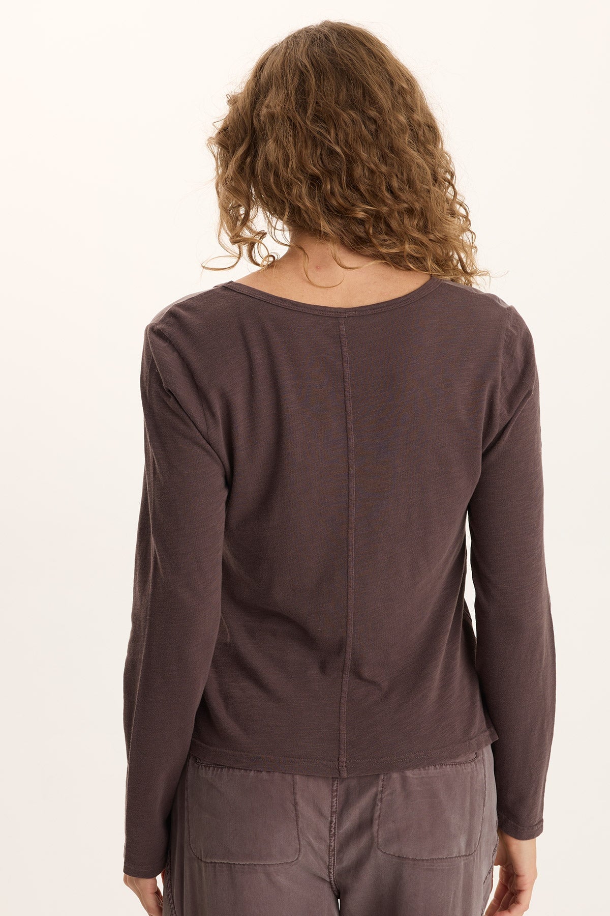 Ketti Long Sleeve Twill/Jersey Ruched V-Neck