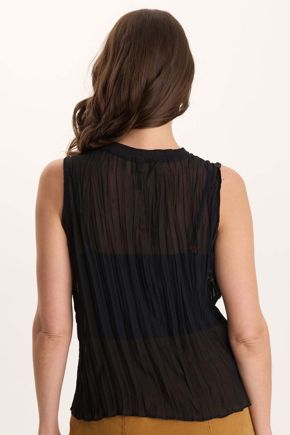 Idonia Crinkle Pleat Semi-Sheer Tank
