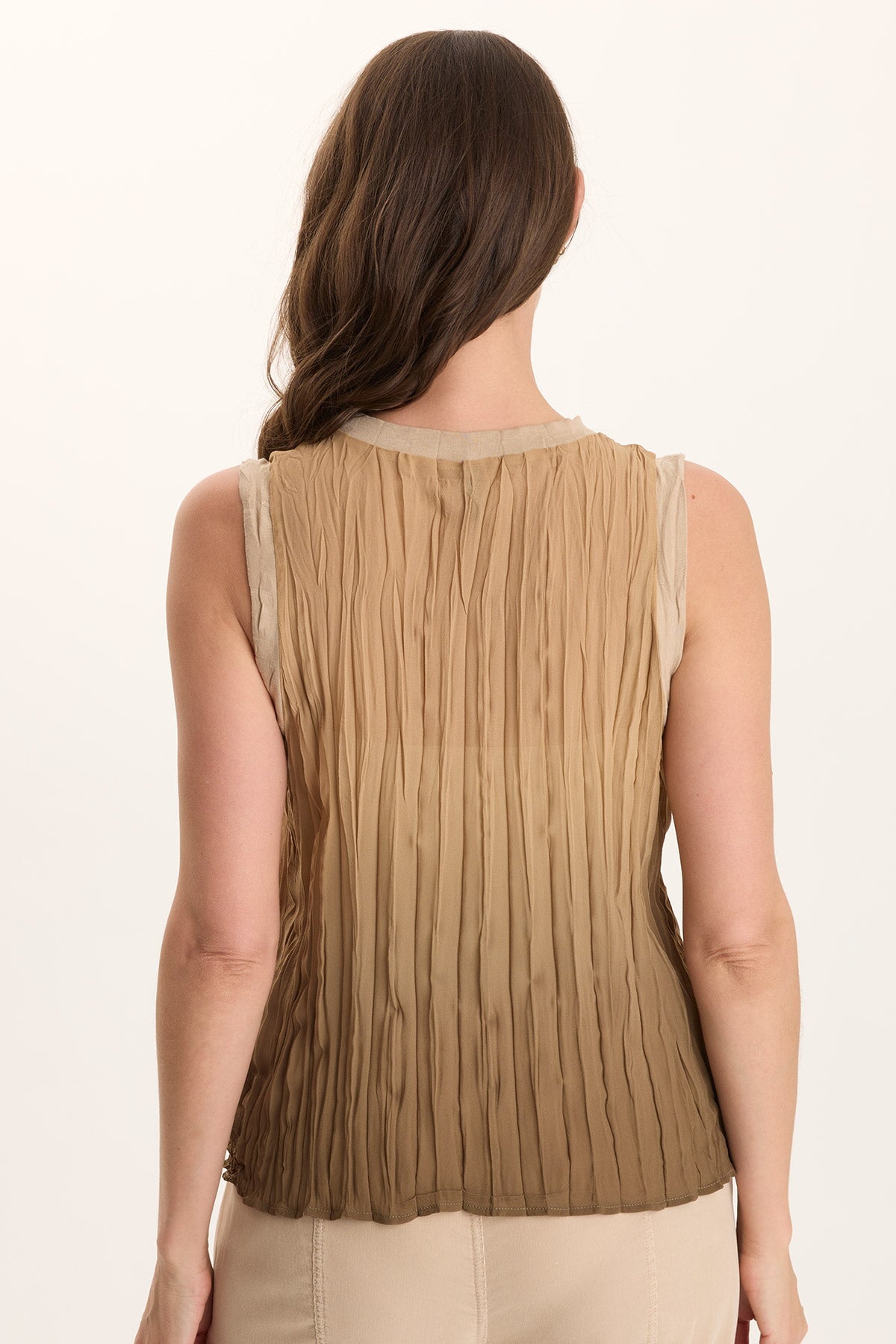 Idonia Crinkle Pleat Semi-Sheer Tank