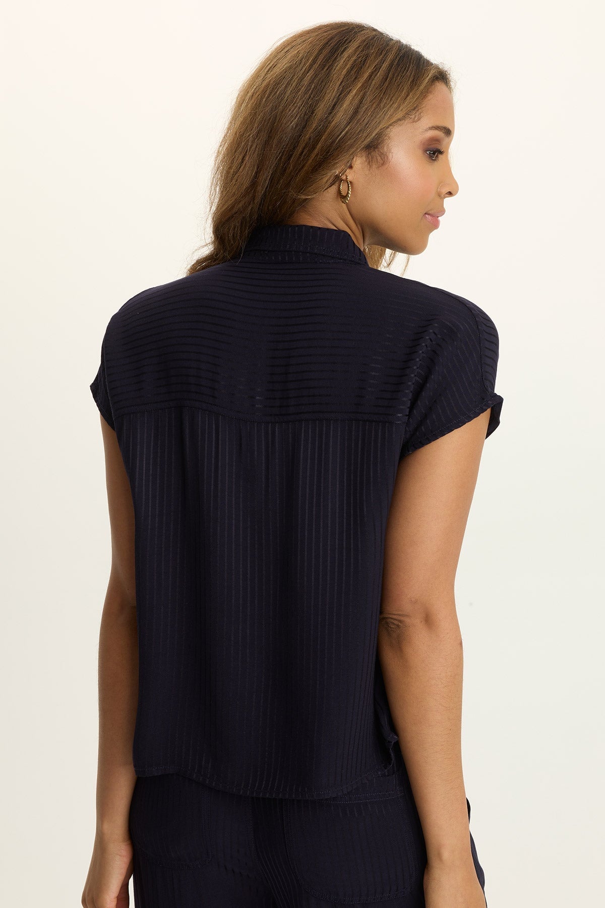 Swain Satin Stripe Short-Sleeve Button-Up