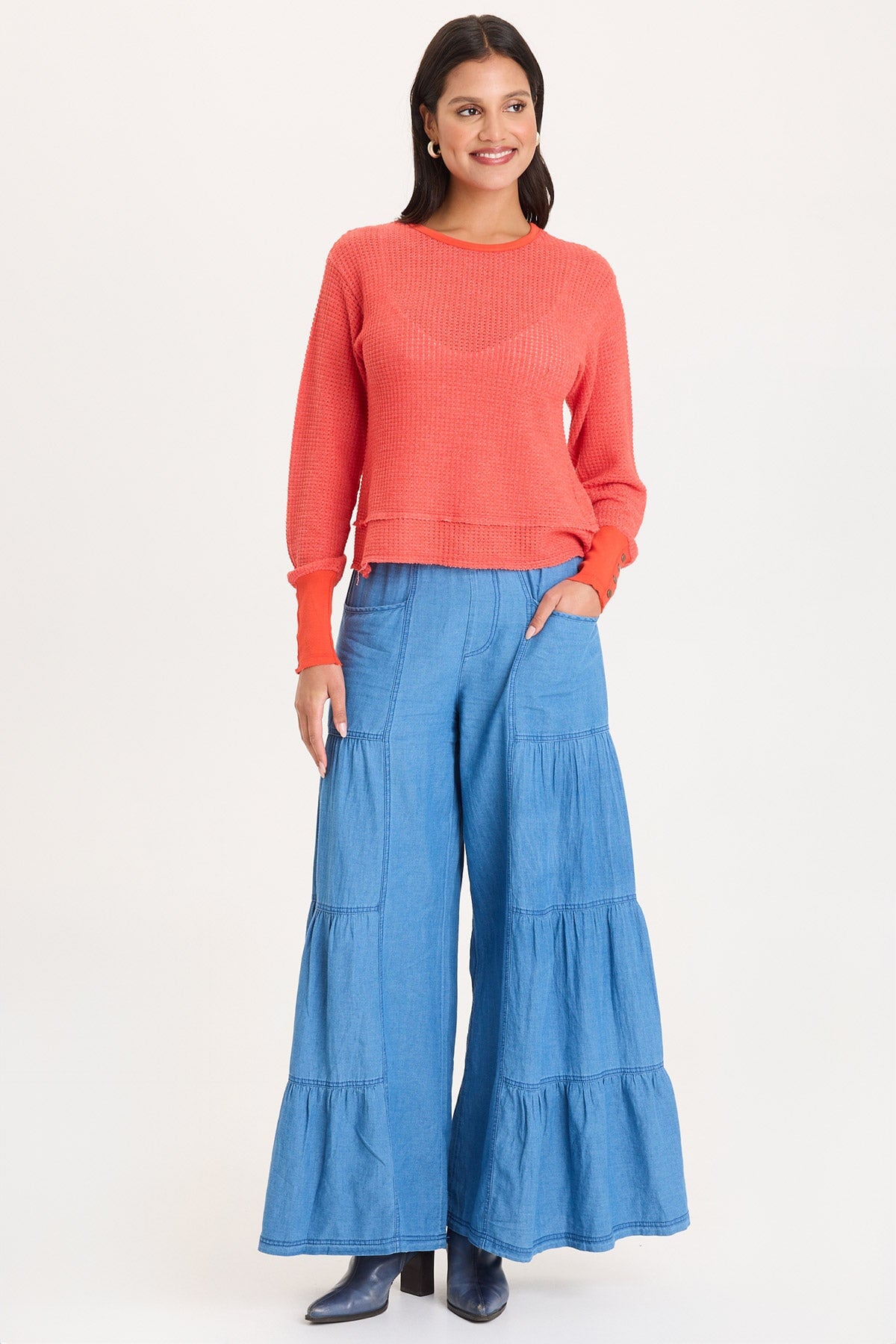 Kelsoe Buttoned Cuffs Thermal Long Sleeve Top