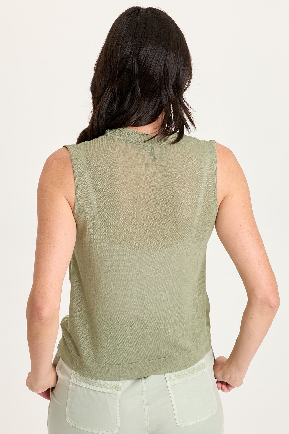 Orren Satin/Knit High Neck Tank