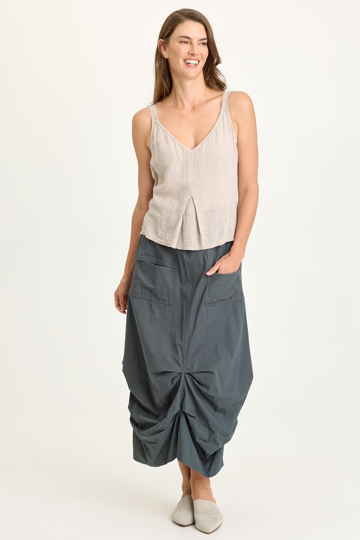 Hedvig Poplin Pleated Hem Skirt