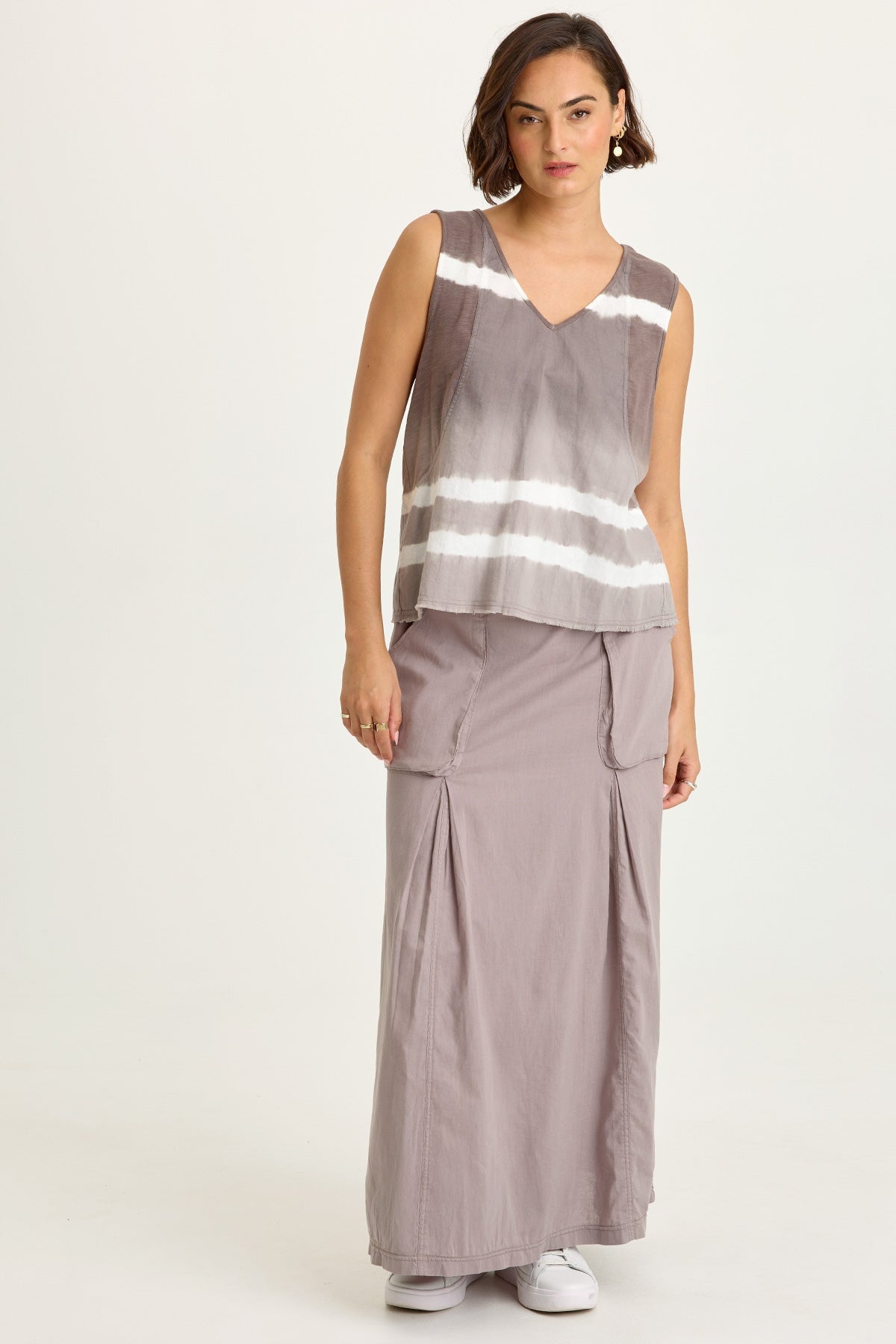 Mazie Linen/Jersey V-Neck Tank