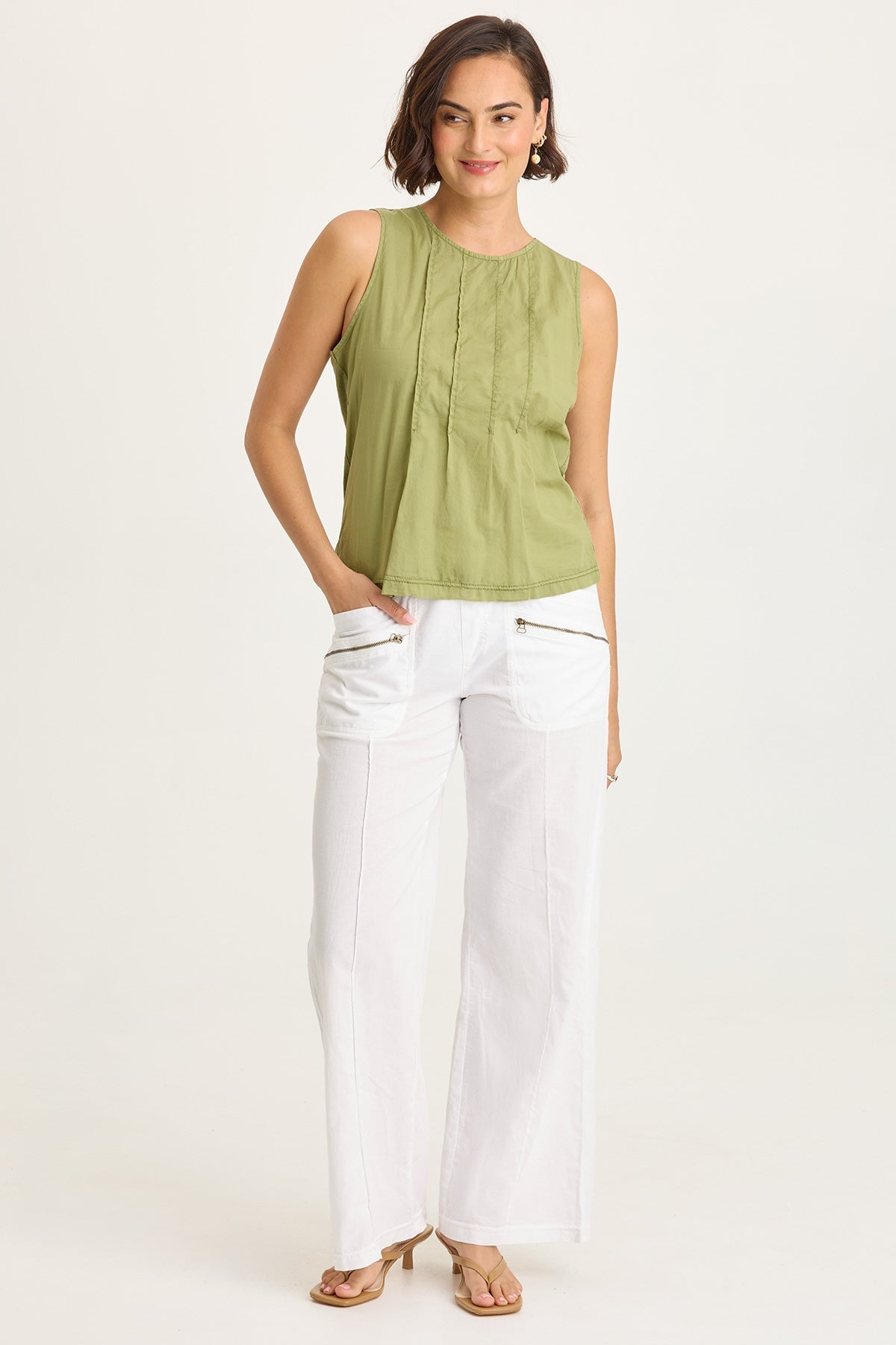 Jerilene Voile Pintuck Tank