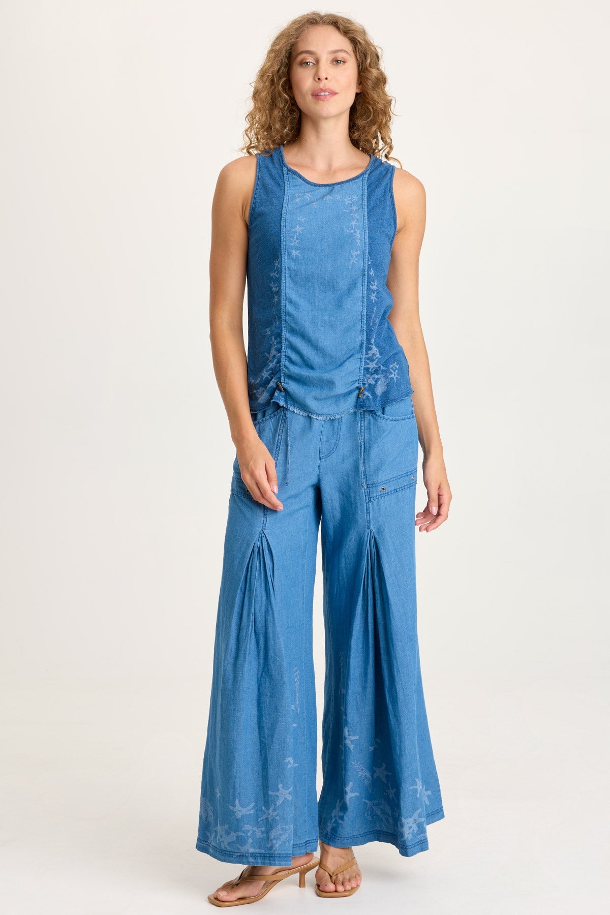 Cobie Printed Indigo Corded Tank
