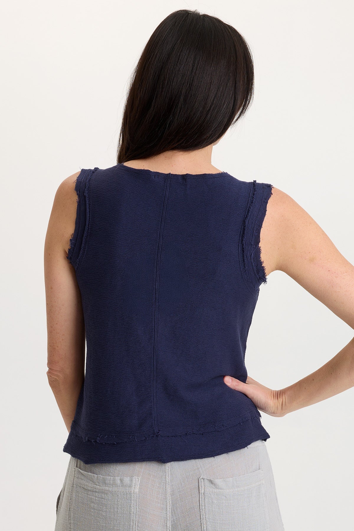 Ila Crepe Knit Raw Edge Tank