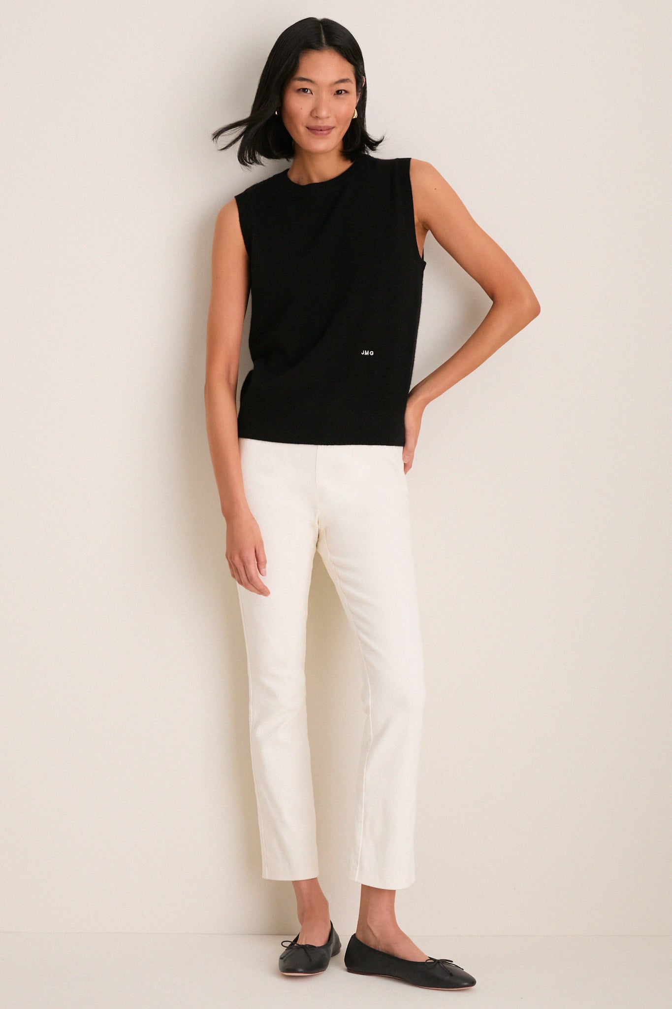 Black Cashmere Sleeveless Ava Shell