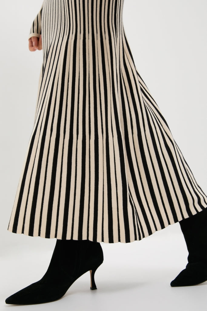 Black and Ivory Striped Maxi Dress