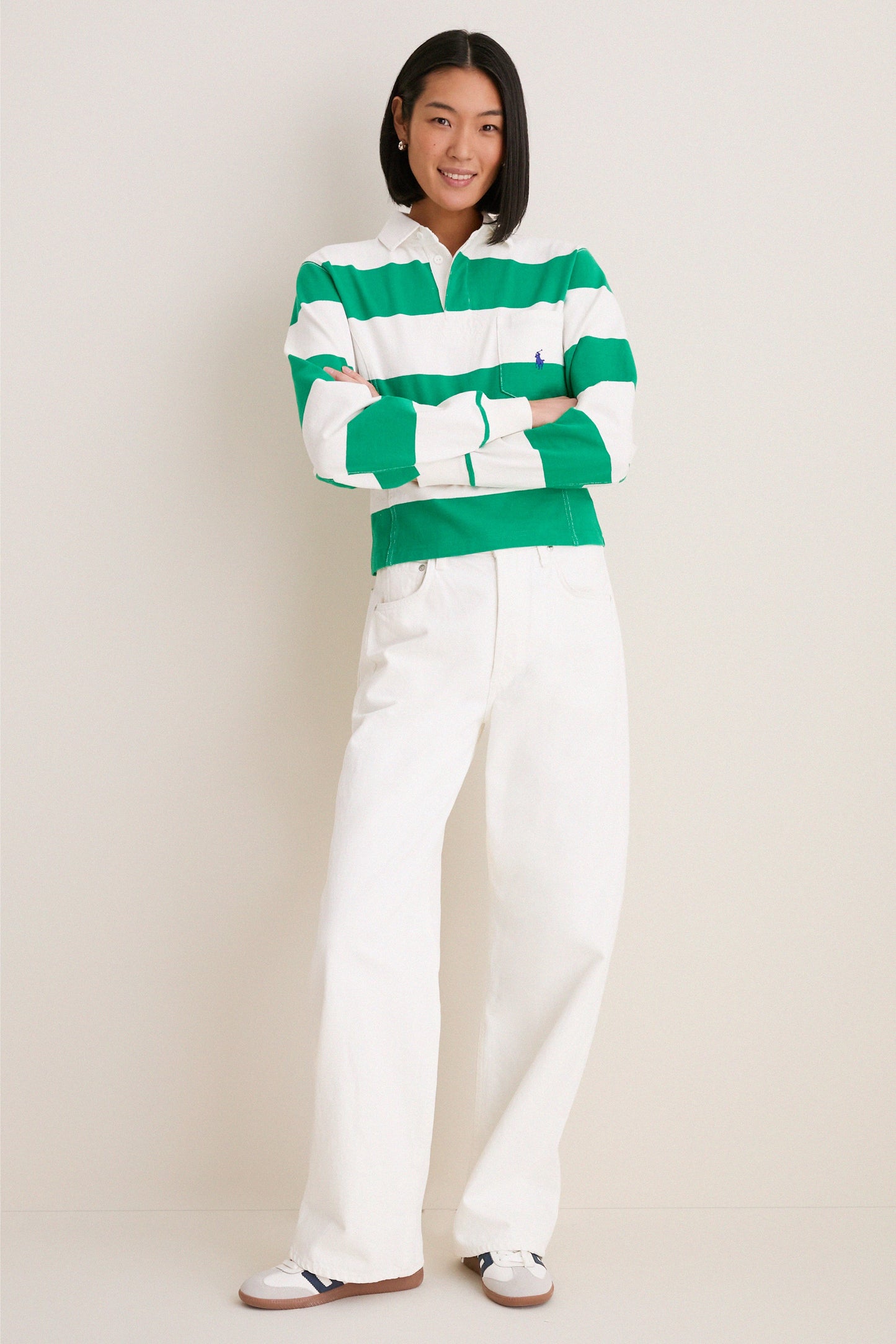 Billiard Green and Deckwash White Vintage Jersey Knit Polo