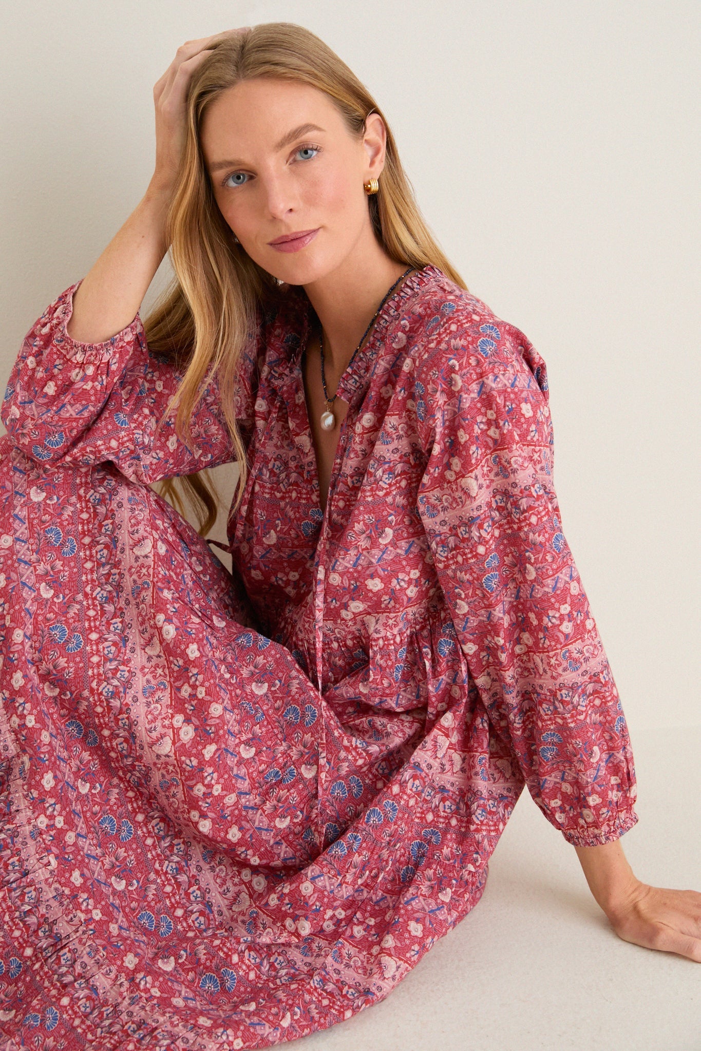 Americana Batik Stripe Long Sleeve Salty Paloma Caftan