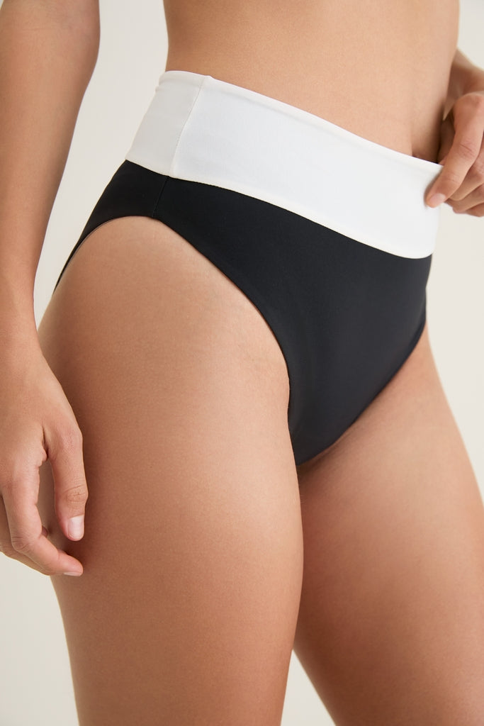 Black and Coconut Bare Raya Brief Bikini Bottom