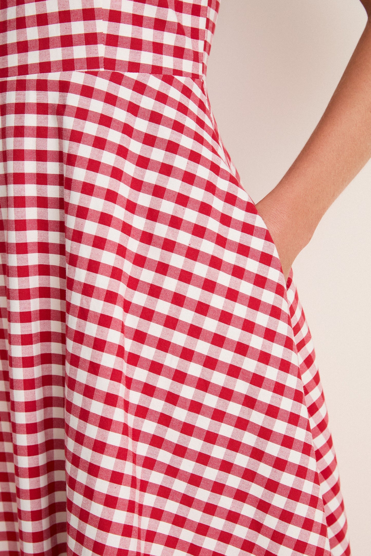 Apple Red Gingham Stella Midi Dress
