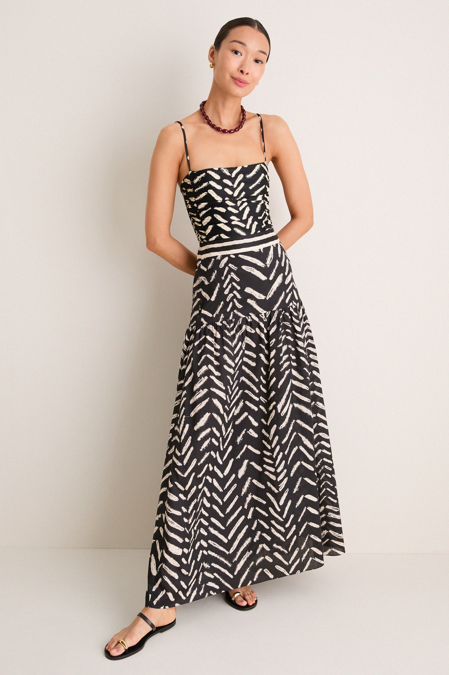 Black and Ecru Cotton Rituales Maxi Skirt