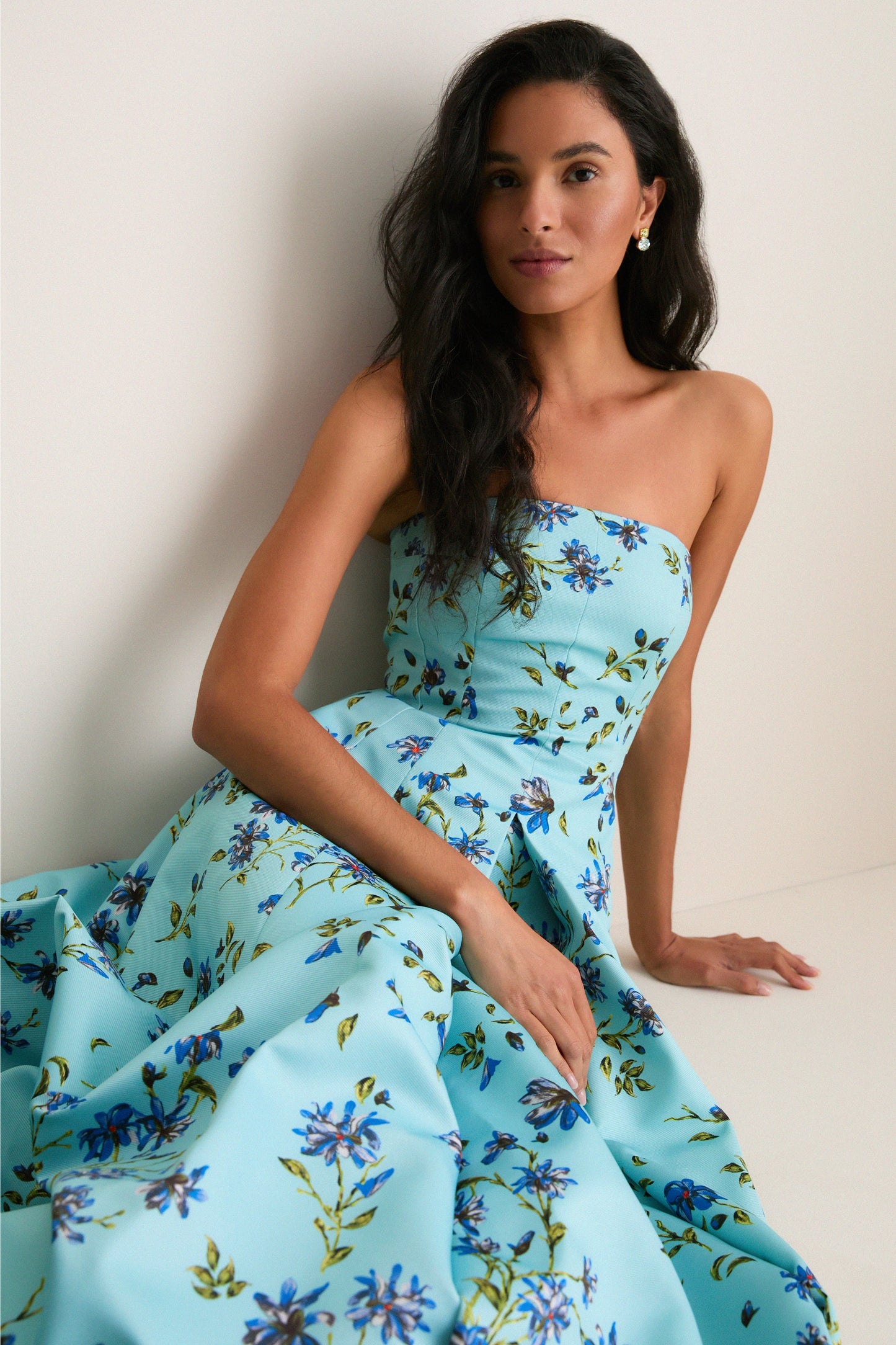 Blue Magnolia Print Ragna Gown
