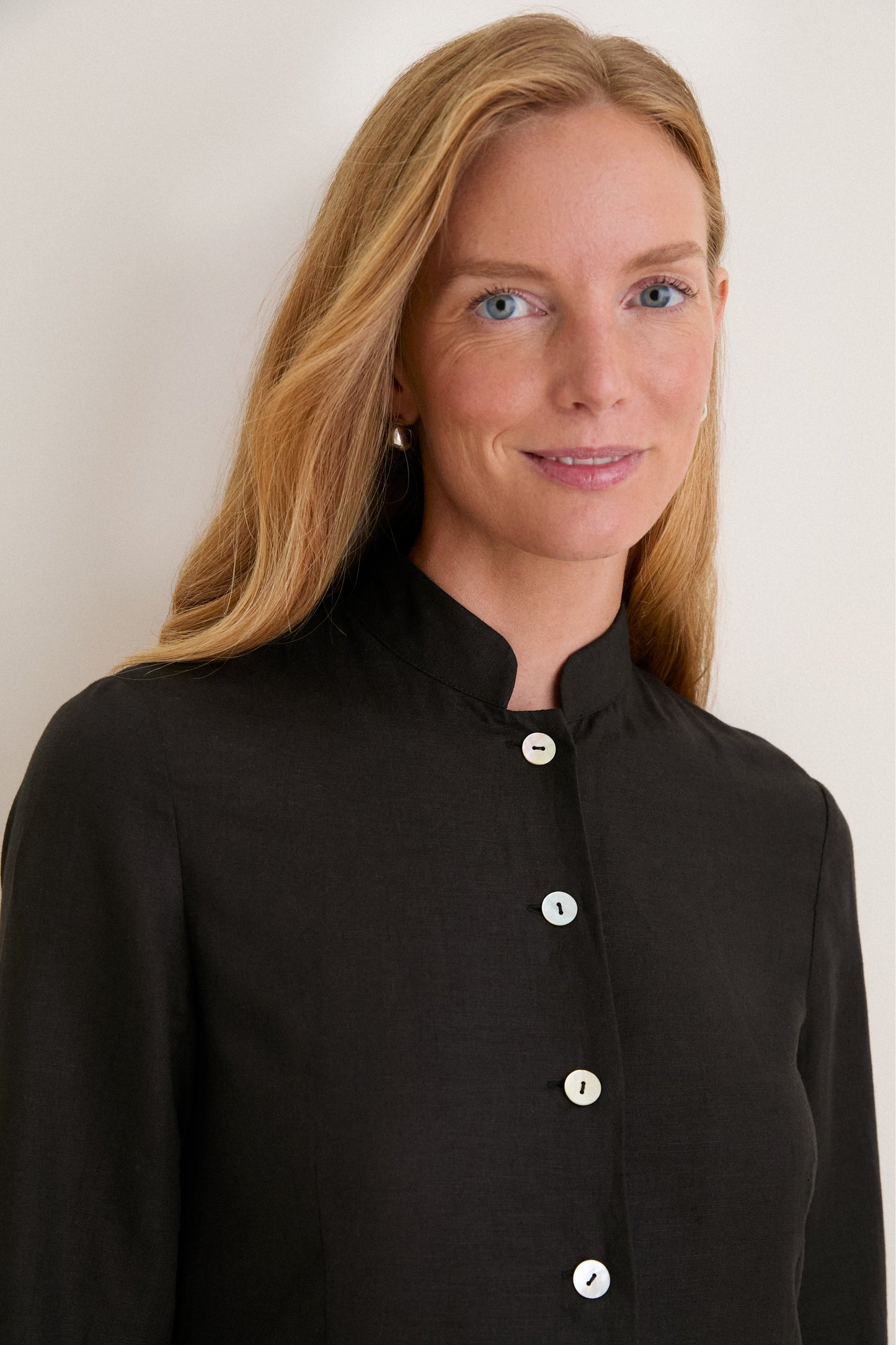 Black Cotton Linen Astra Button Down Dress