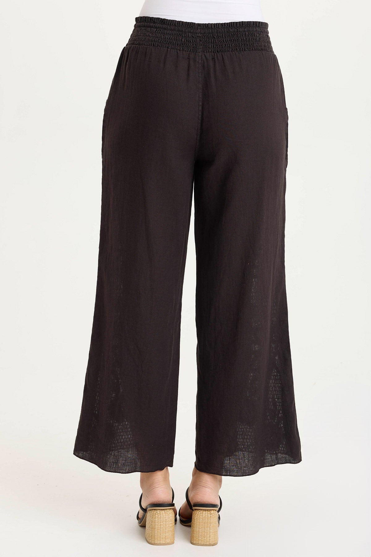Rokel Linen/Crochet Ruched Wide Leg Pant