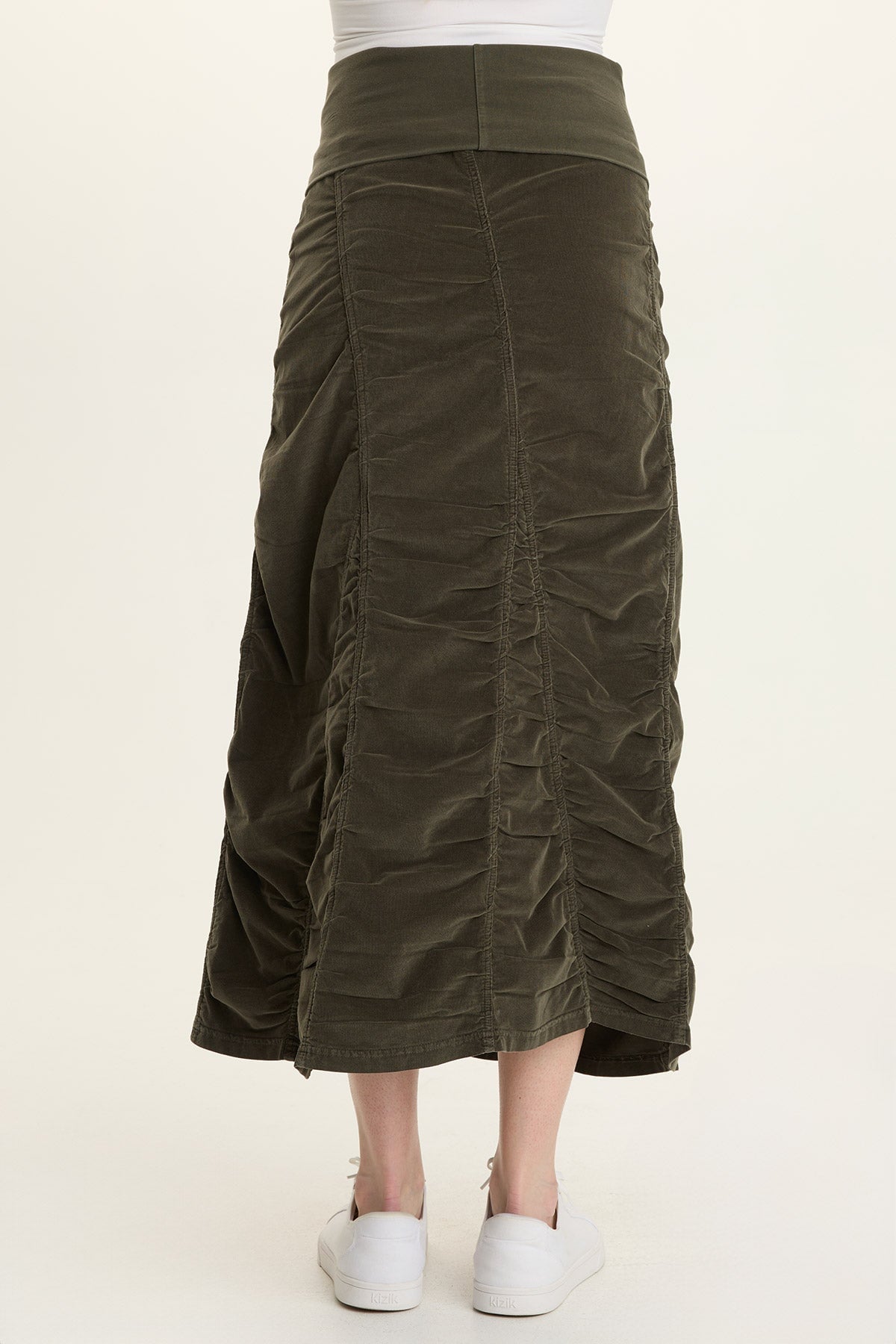 Cord Shirred Peasant Skirt