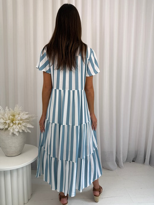 Torani Blue Stripe Dress | Women's Striped Midi Dress