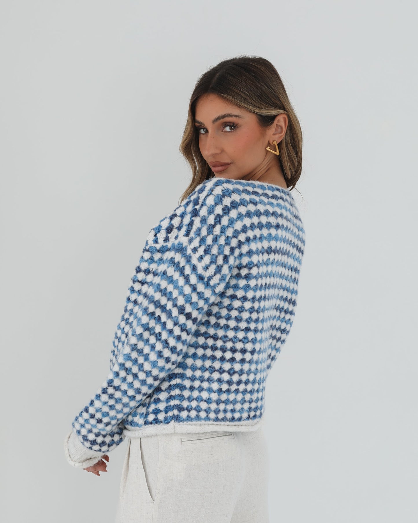 Aica Blue Print Cardigan | Women's Knit Cardigan