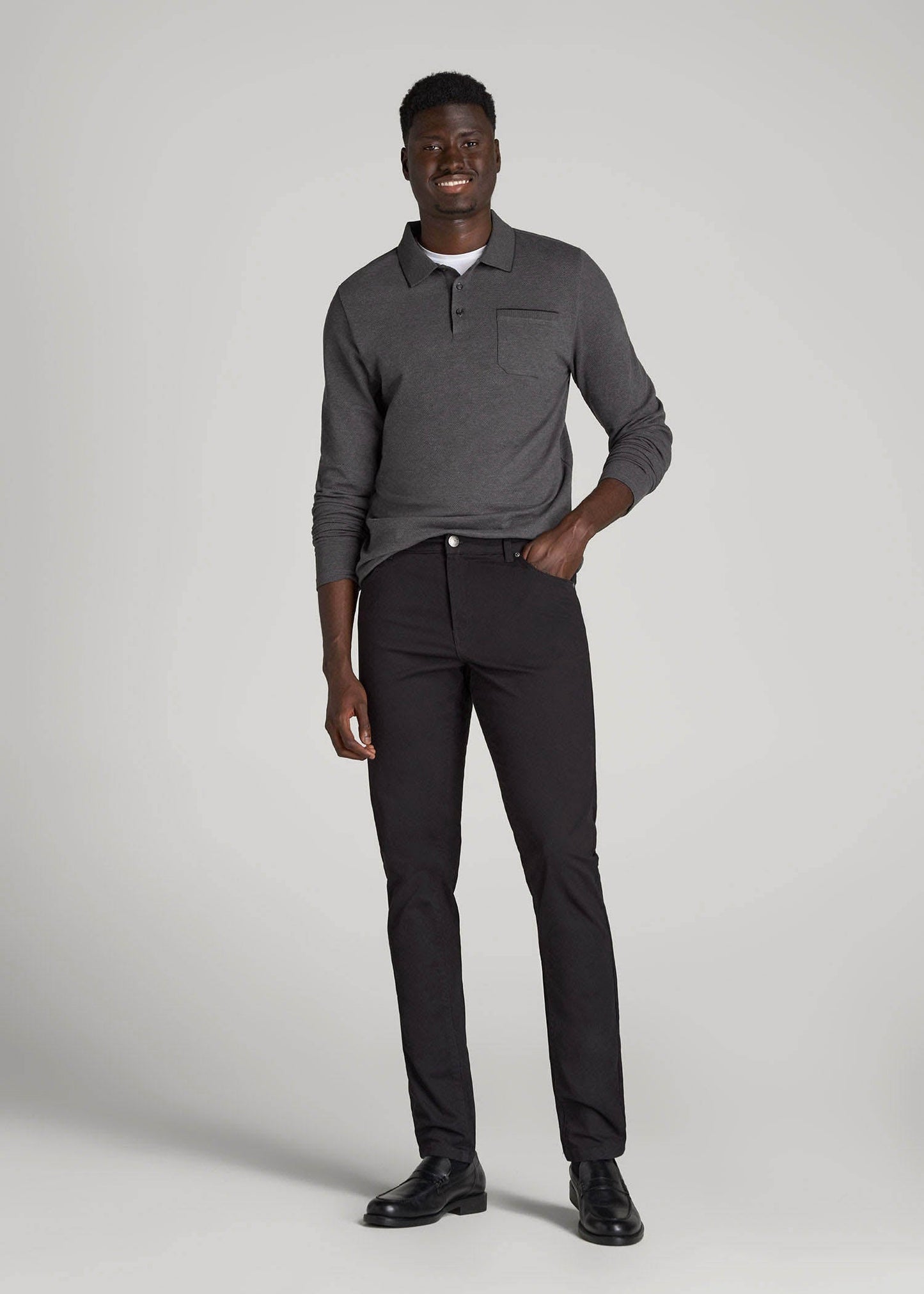 Dylan Slim Fit Five-Pocket Pants For Tall Men in Black