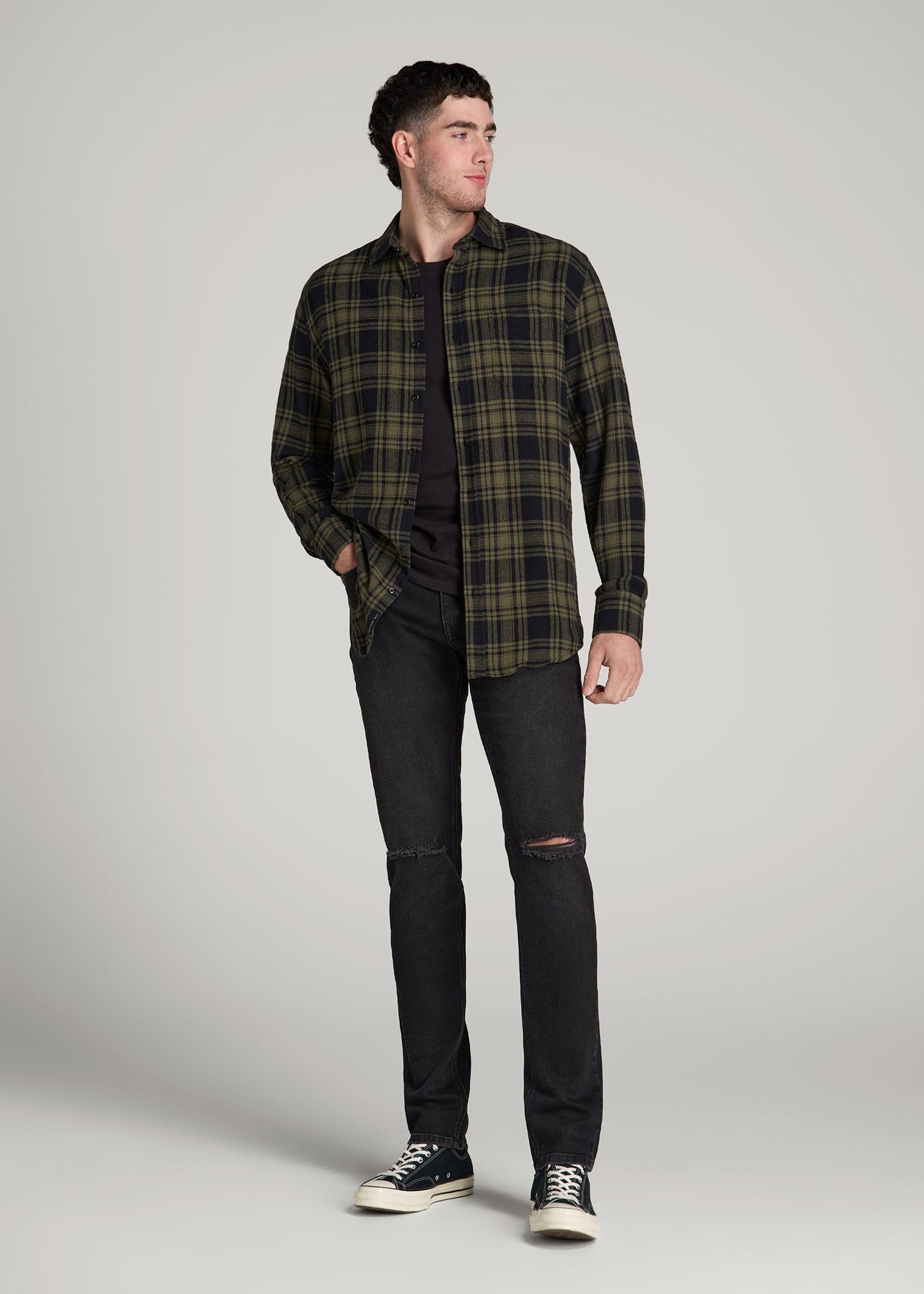 Dylan Slim Fit Jeans for Tall Men in Distressed Onyx Black Wash