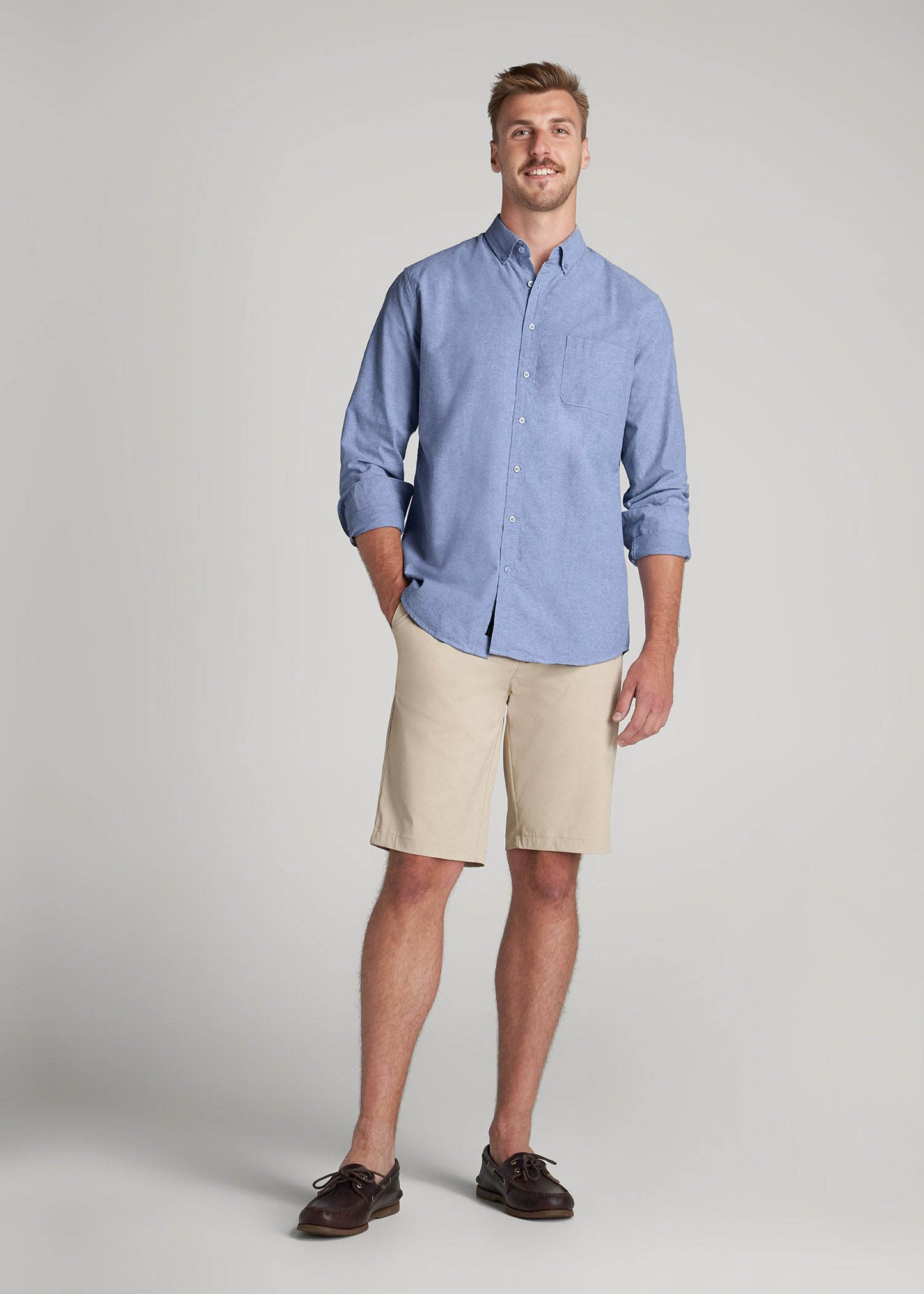 Washed Oxford Shirt for Tall Men in Dark Sky Blue