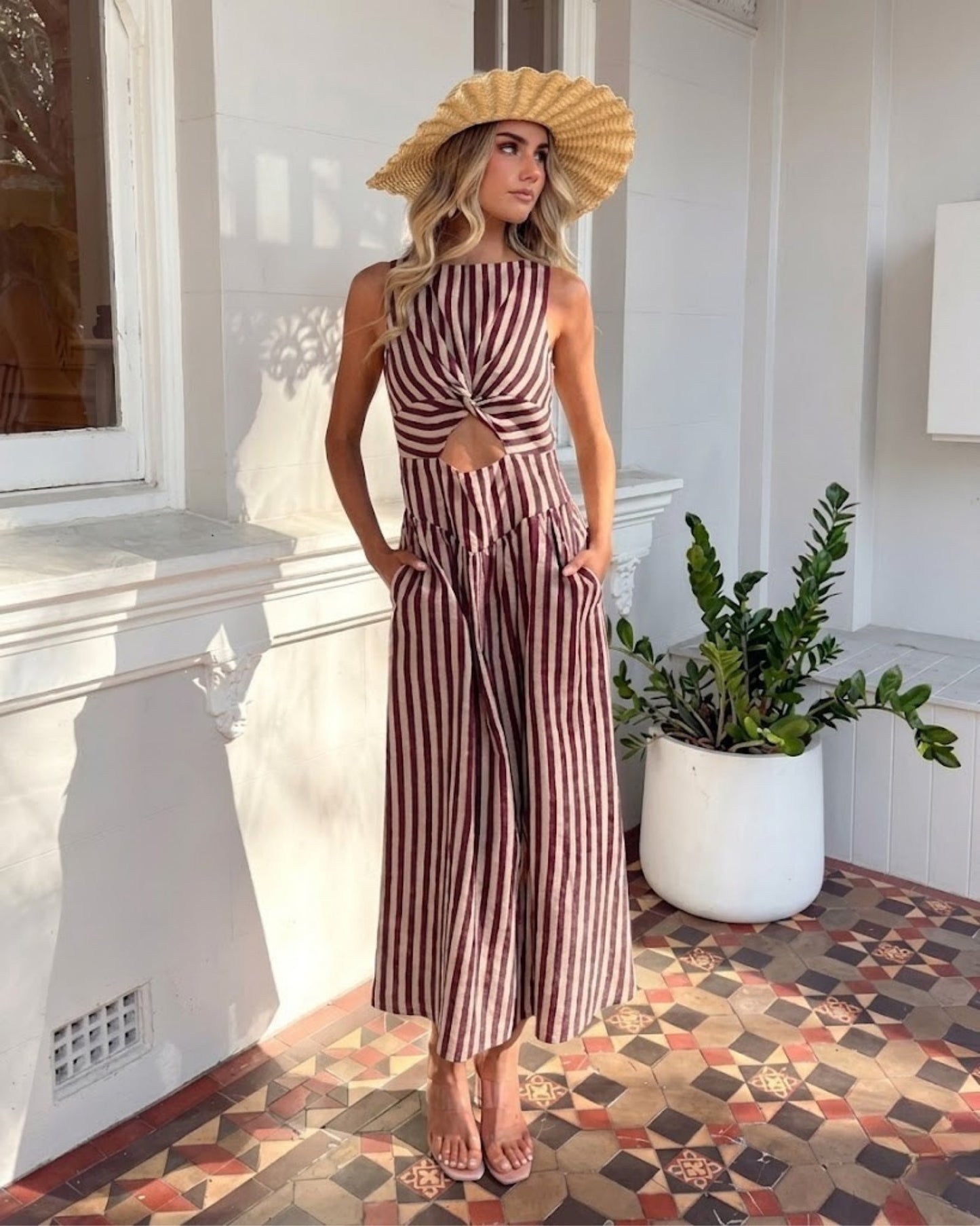 Athisa Dress - Plum Stripe