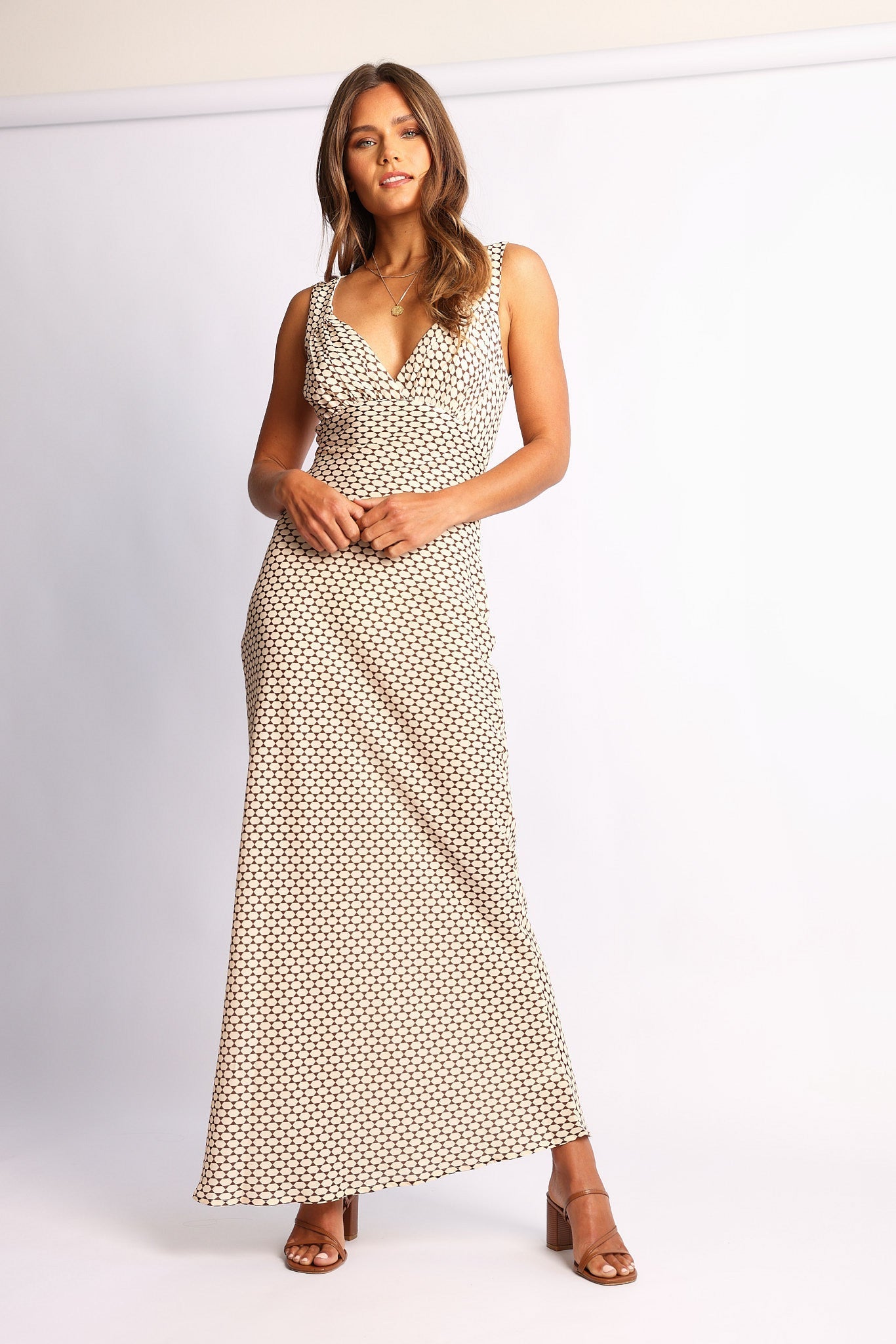 Charlette Brown Print Maxi Dress | Women's Printed Maxi Dress