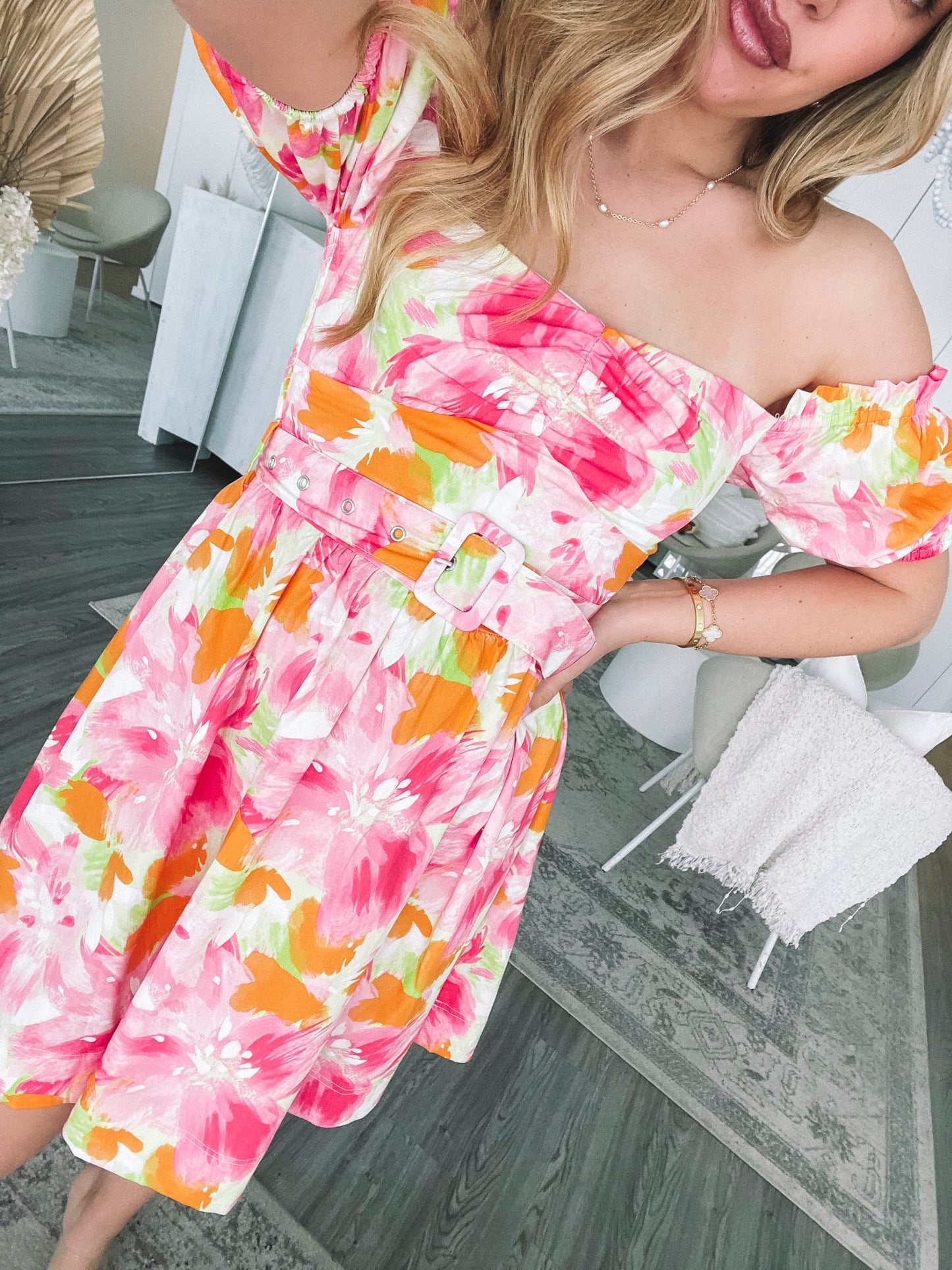 Devira Pink Blossom Dress | Women's Printed Mini Dress