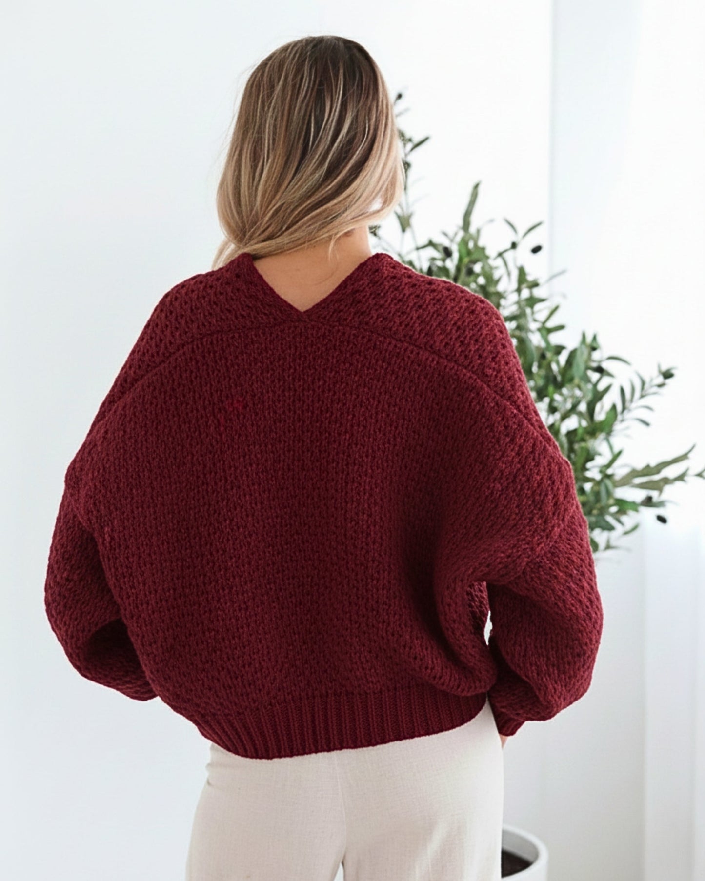 Dorine Cardigan - Wine | Women's Relaxed Knit Cardigan