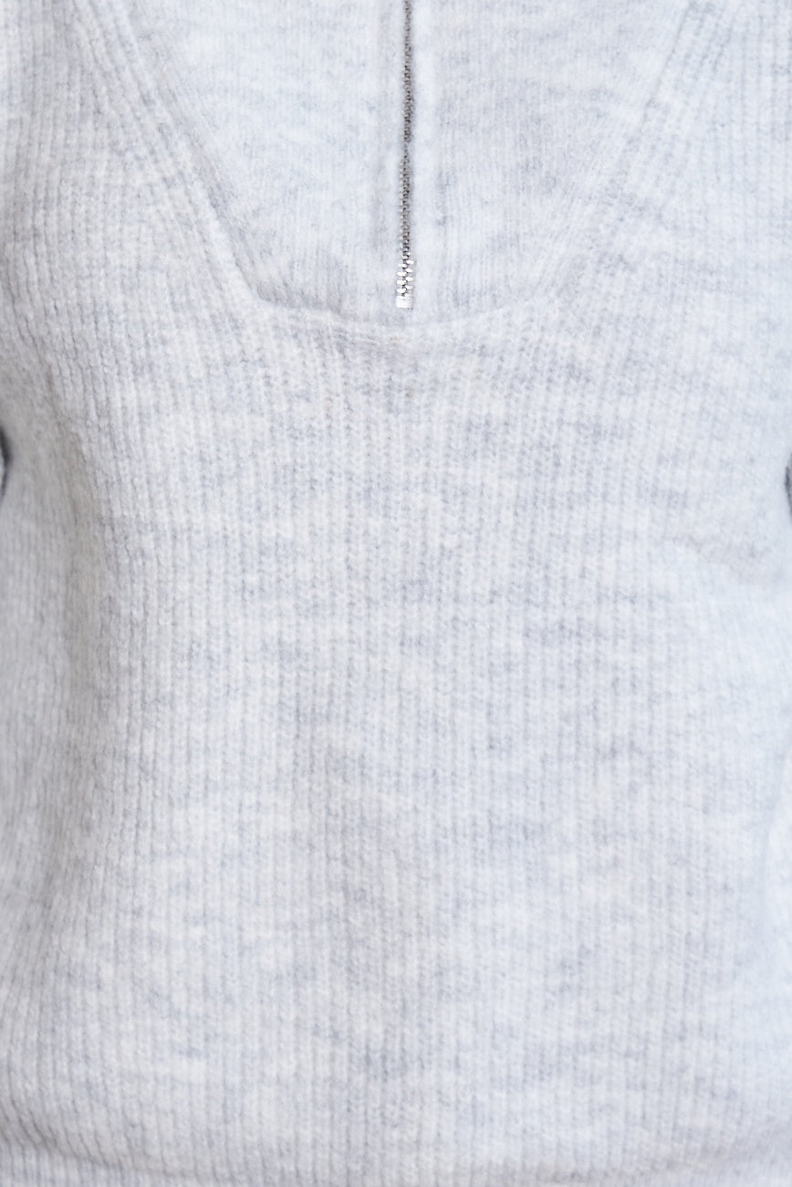 Merete Knit Grey | Women's High Collar Knit Jumper