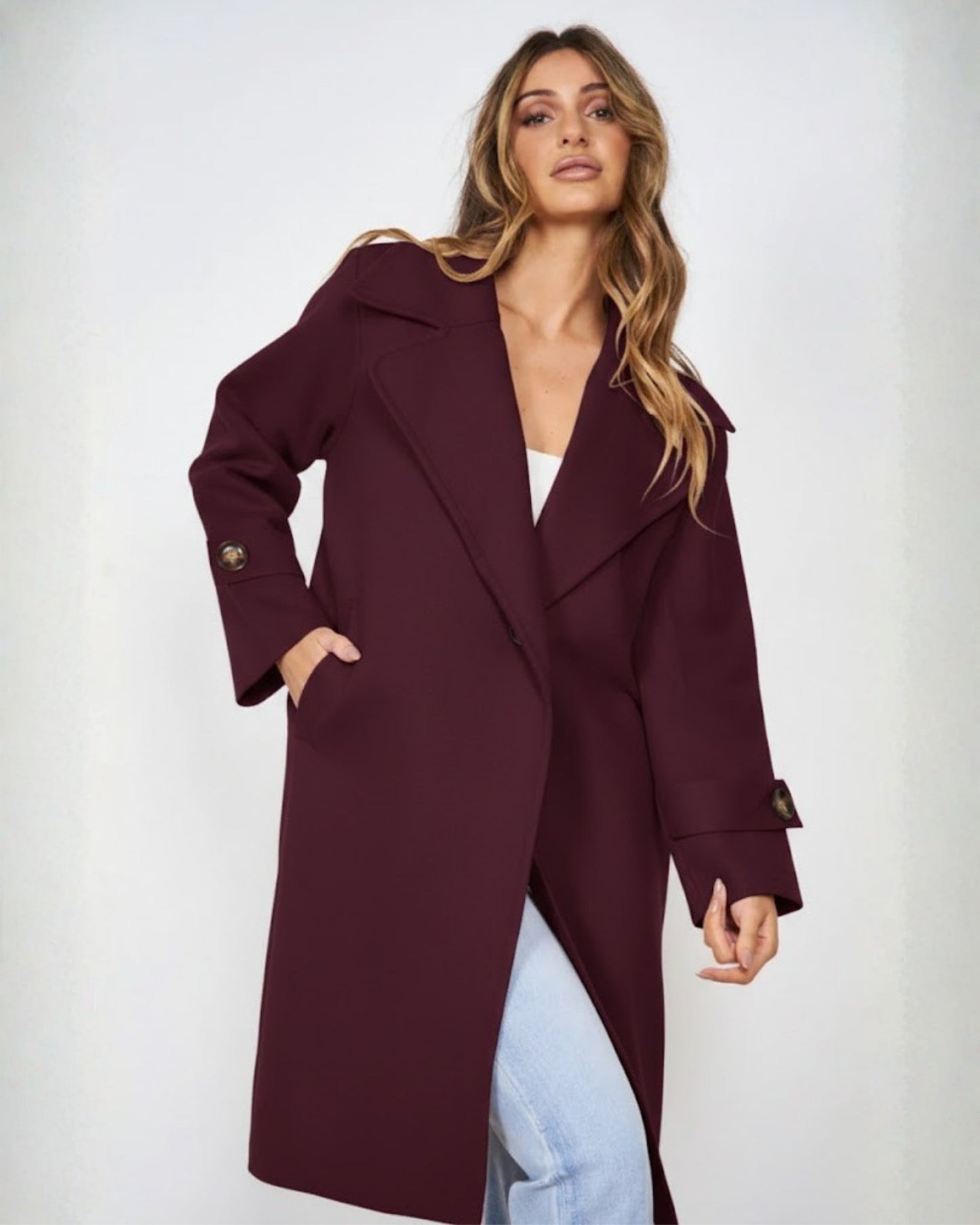 Fireplace Coat - Plum | Women's Knit Trench Coat