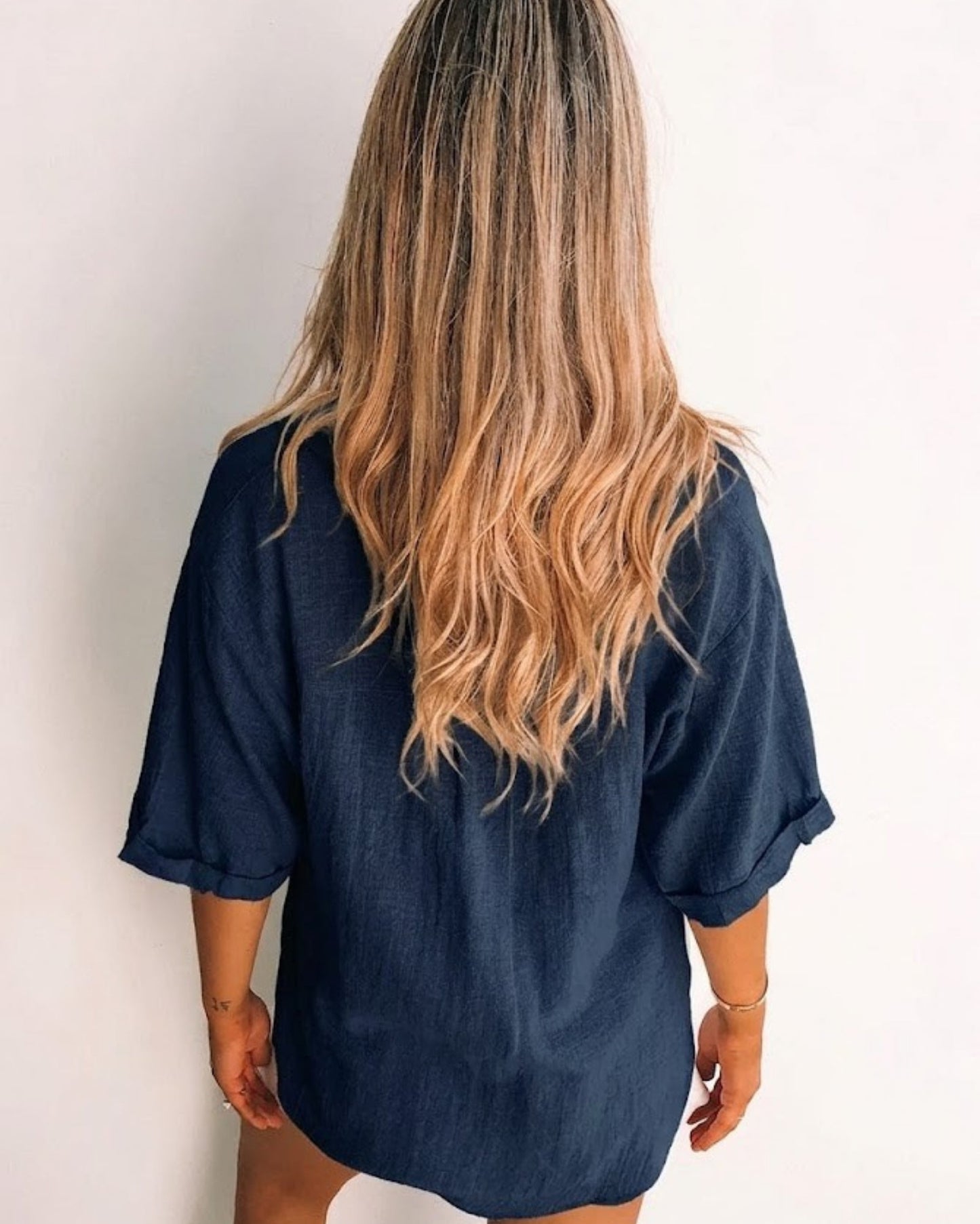 Fraise Navy Top | Women's Relaxed Linen Blouse