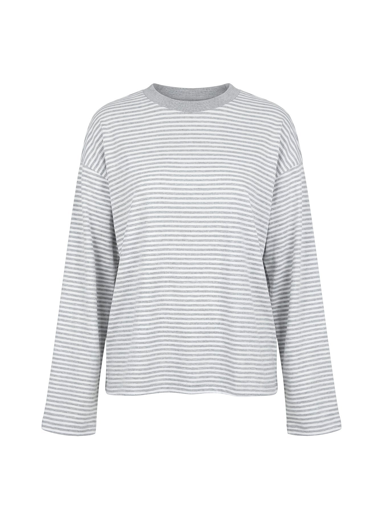 Settle Down Long Sleeve Top Grey / White Stripe