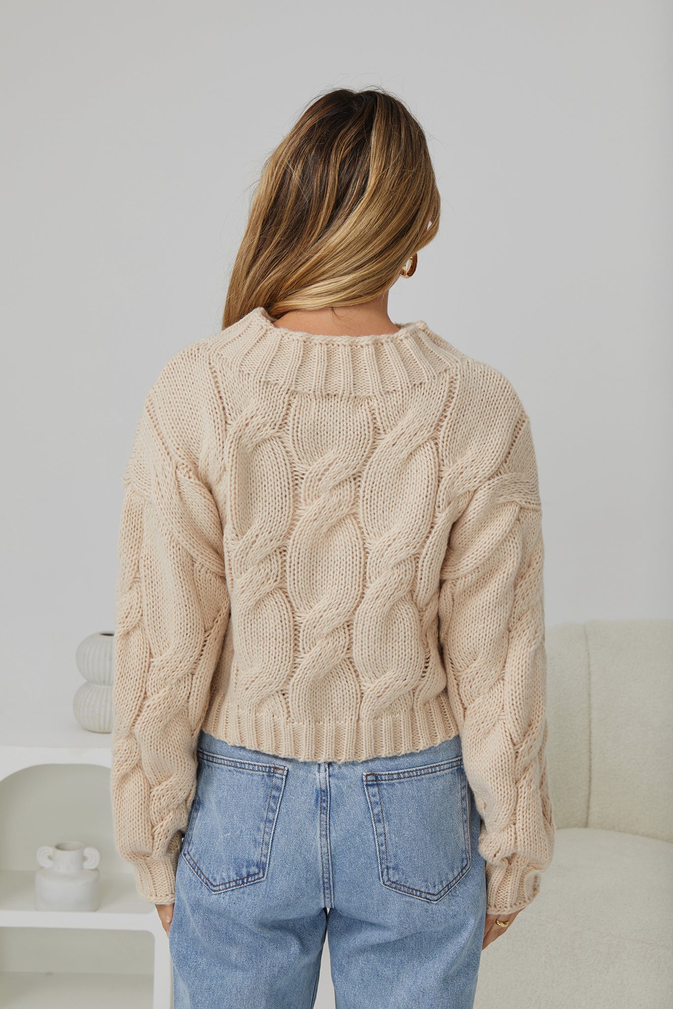 Hadi Knit Beige | Women's Relaxed Fit Knit Jumper