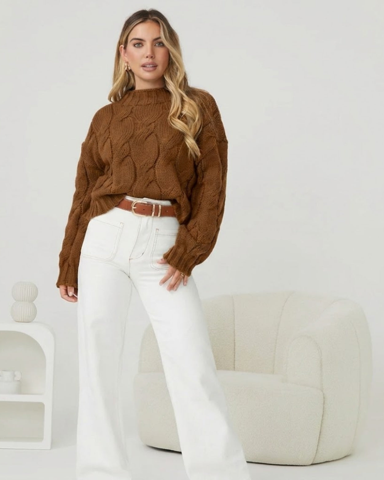 Hadi Knit - Cinnamon | Women's Cable Knit Jumper