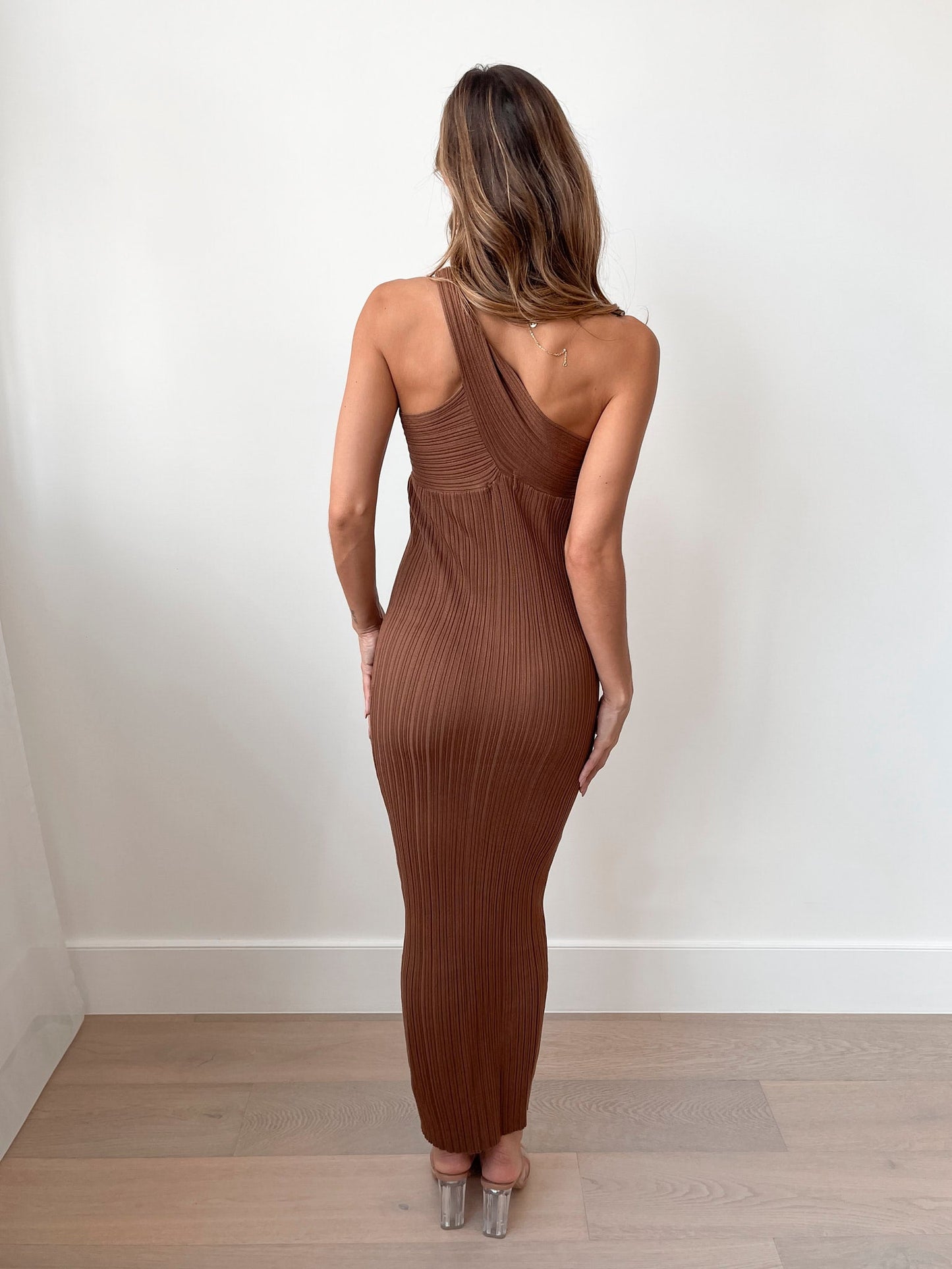 Hellen Light Chocolate Knit Dress | Women's Knit Midi Dress