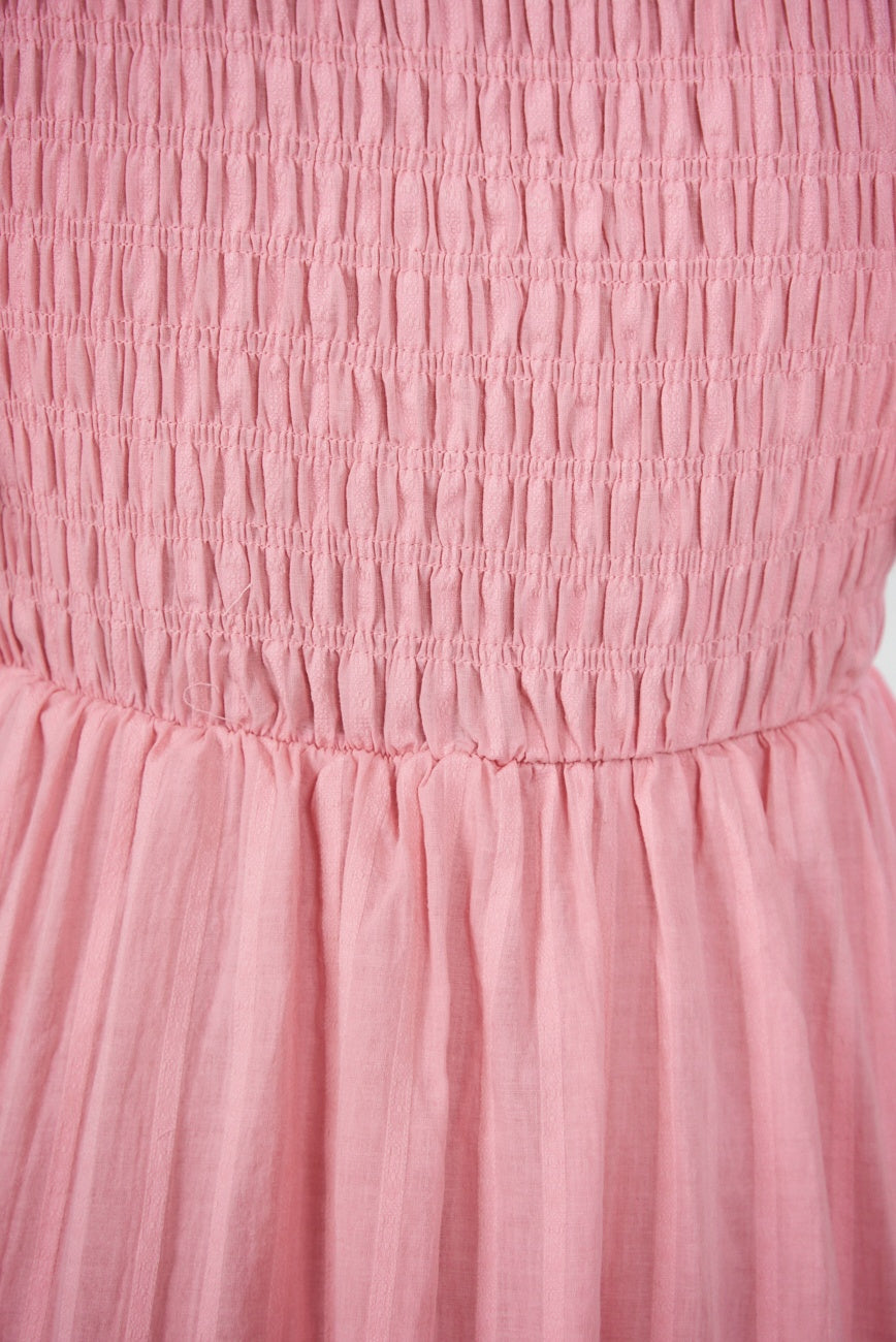 Iolana Dress Pink | Women's Cotton Smock Midi Dress