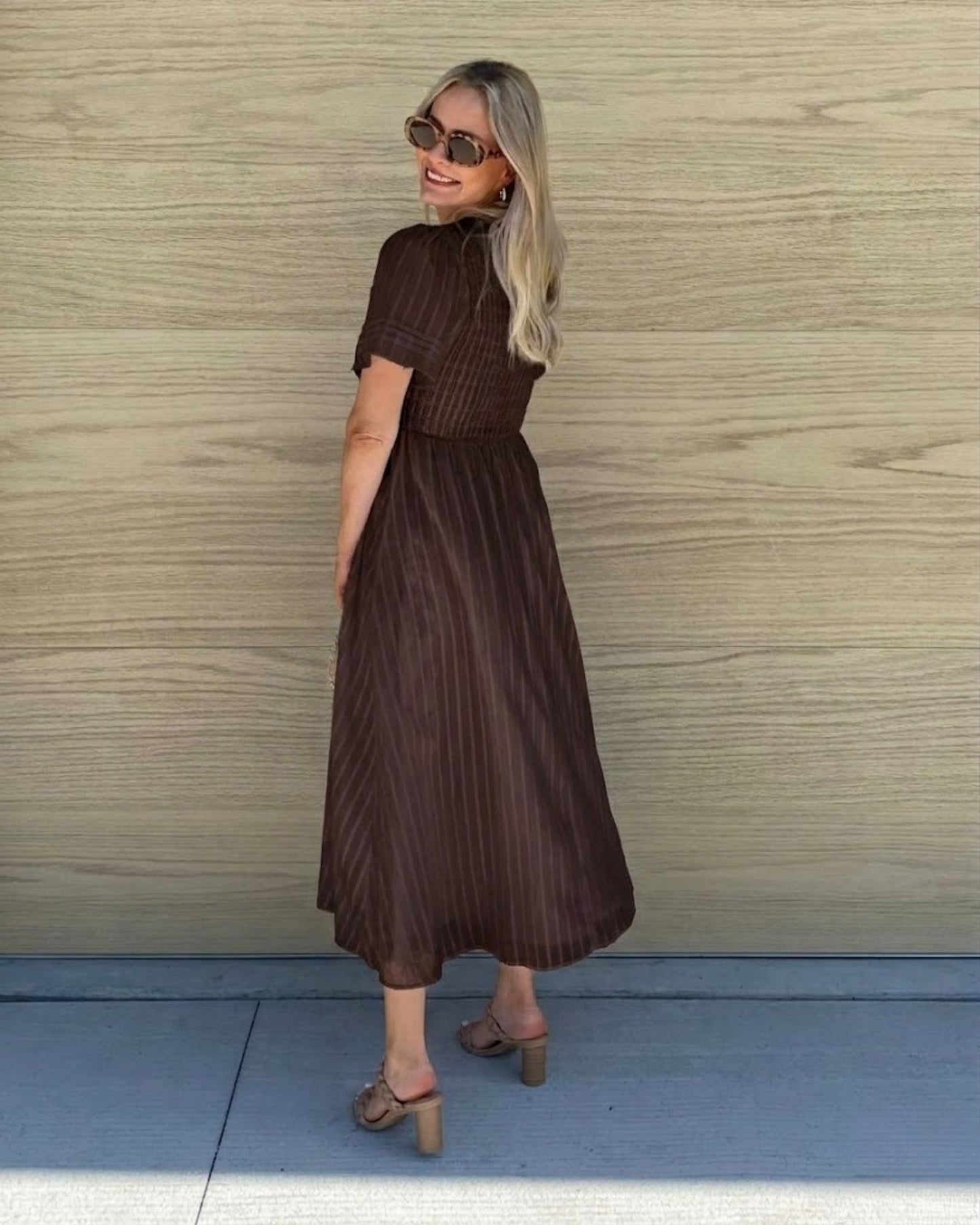 Iolana Chocolate Midi Dress | Women's Cotton A-Line Midi Dress