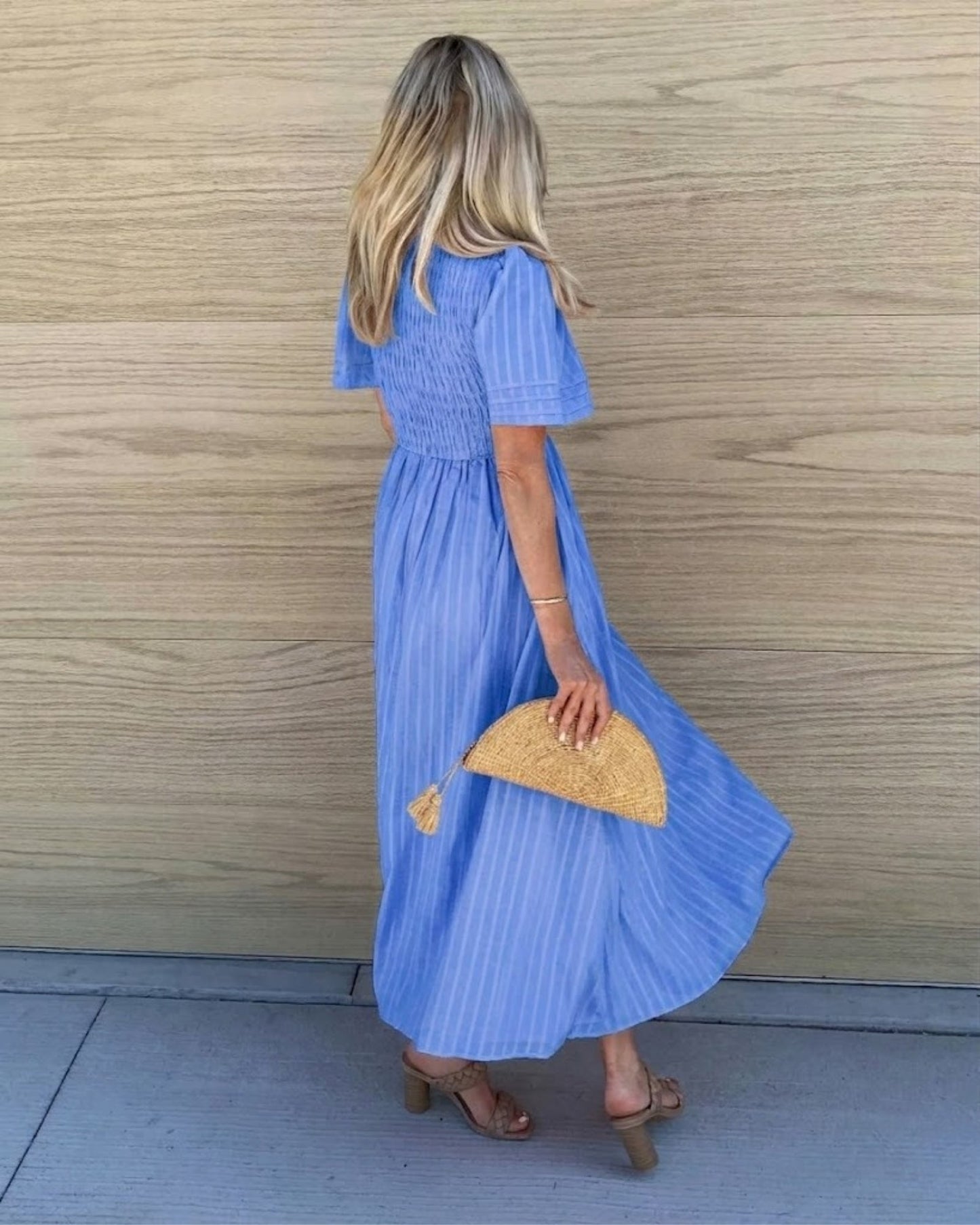 Iolana Cornflower Midi Dress | Women's Cotton A-Line Midi Dress