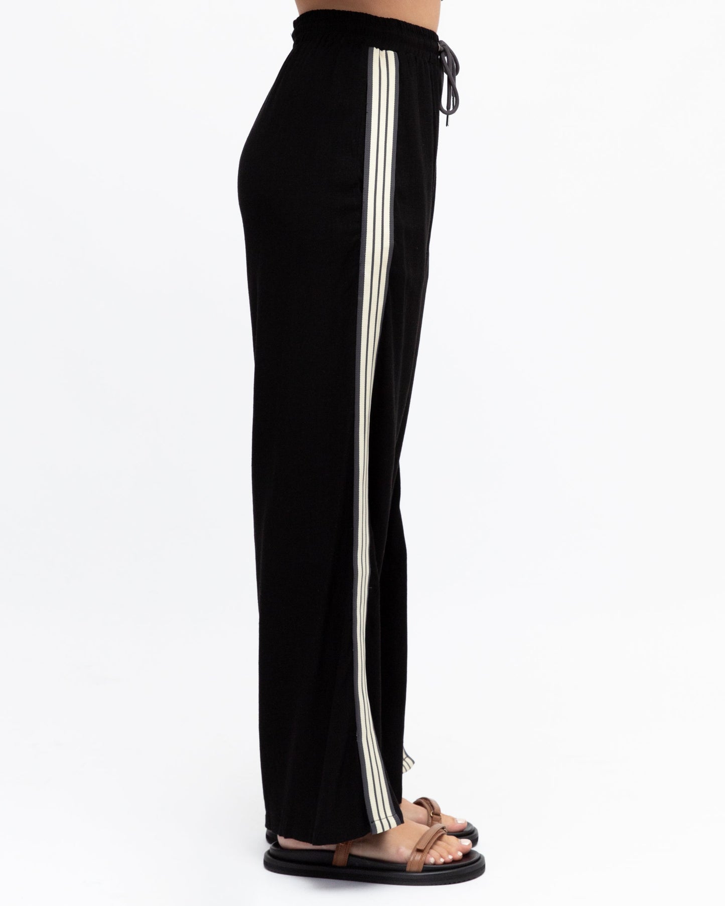 Iverie Pants - Black Multi | Women's High Waisted Wide Leg Pants