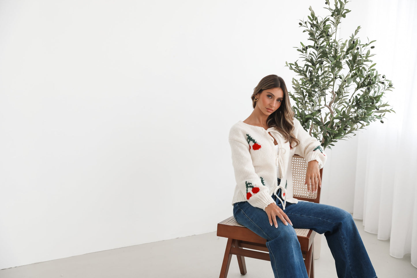 Jaya Cream Print Cardigan | Women's Knit Cardigan