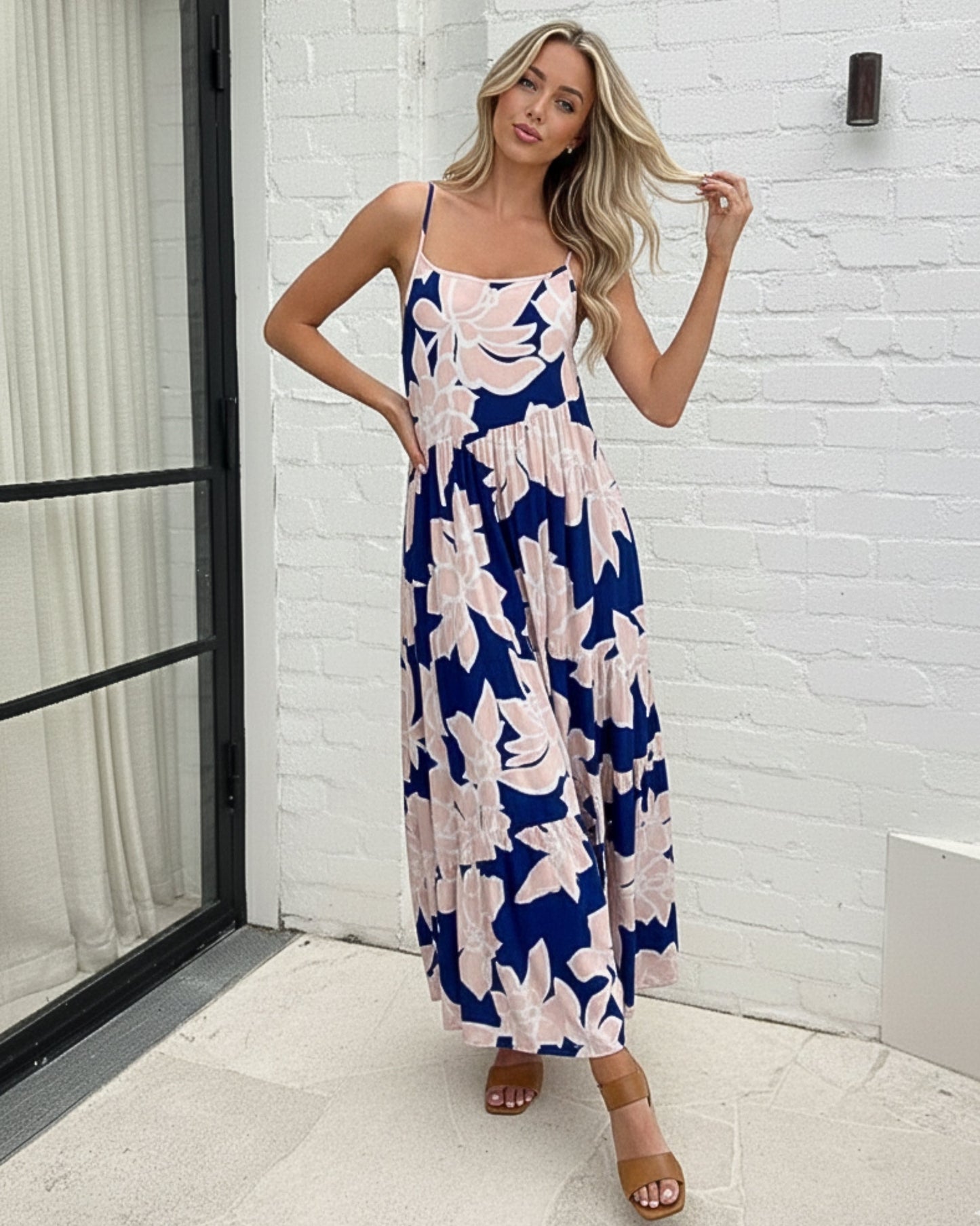 Khalis Navy Floral Dress | Women's Floral Maxi Dress