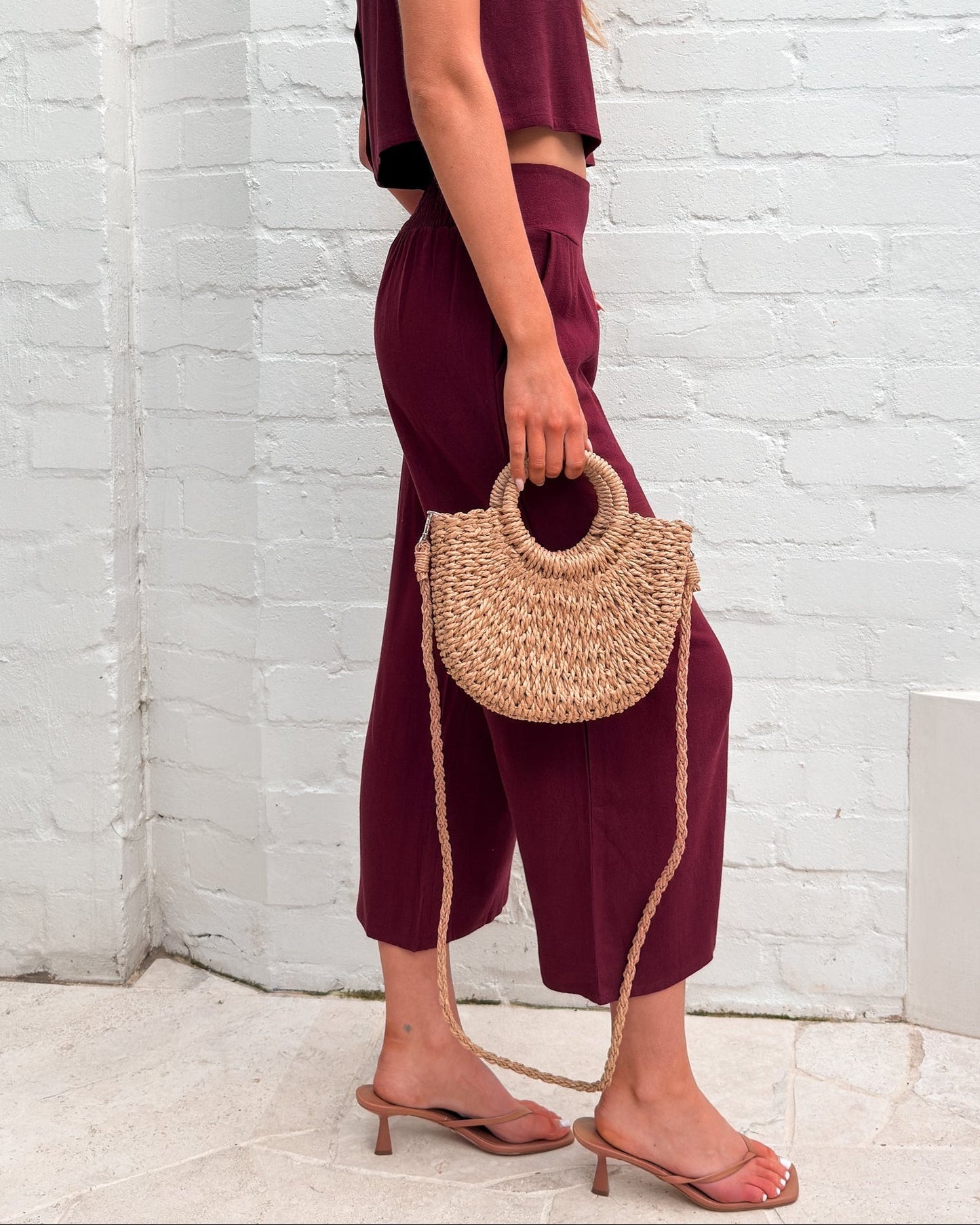 Lighthouse Bordeaux Linen Pants | Women's Wide Leg Linen Pants