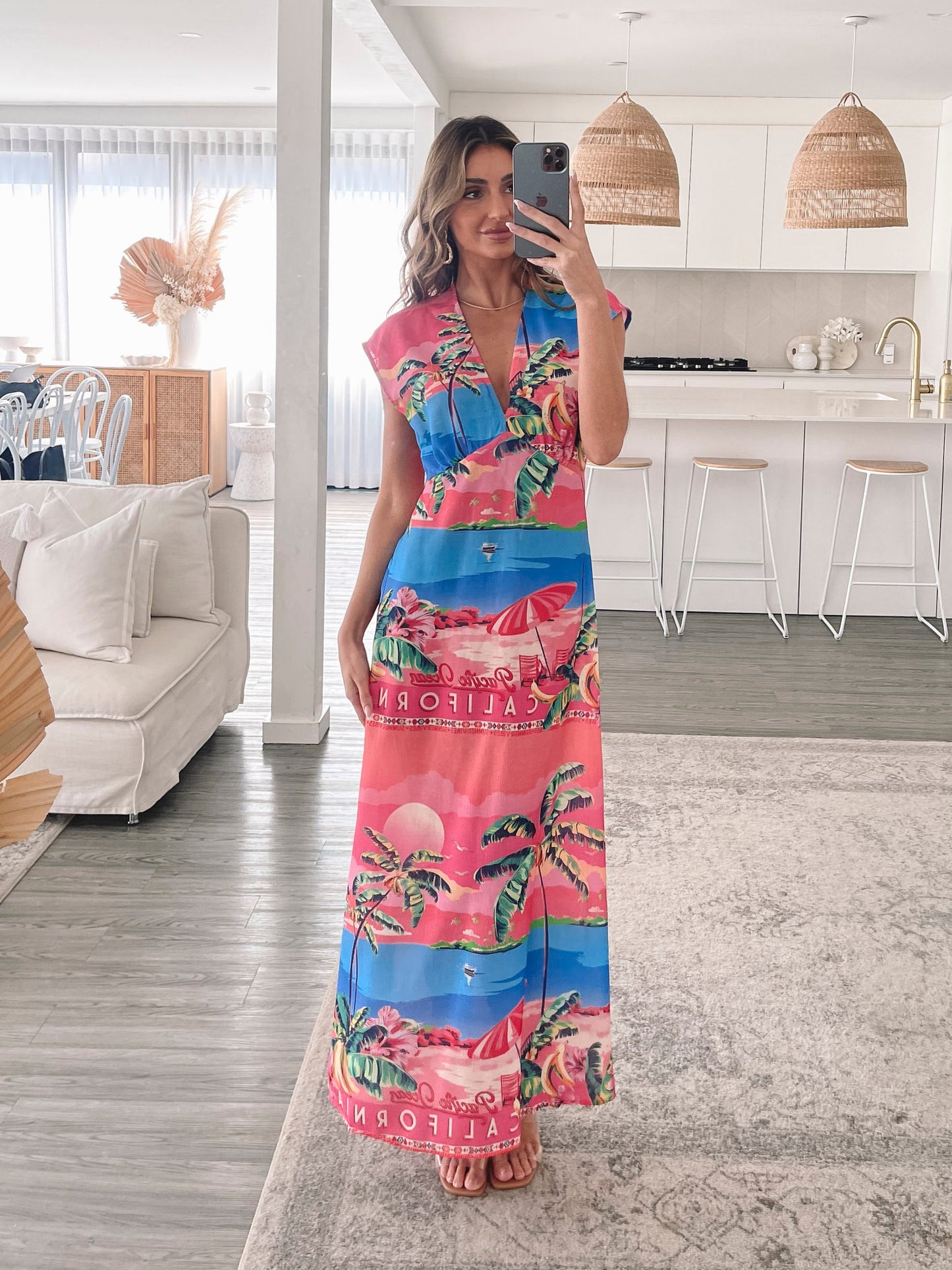 Lilibeth Pink Print Dress | Women's Tropical Maxi Dress