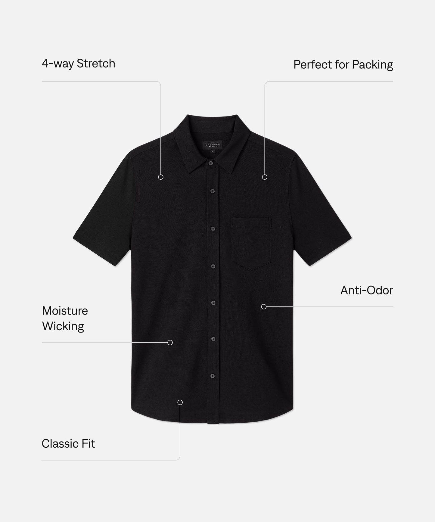 Men's Short Sleeve Merino Button-Up